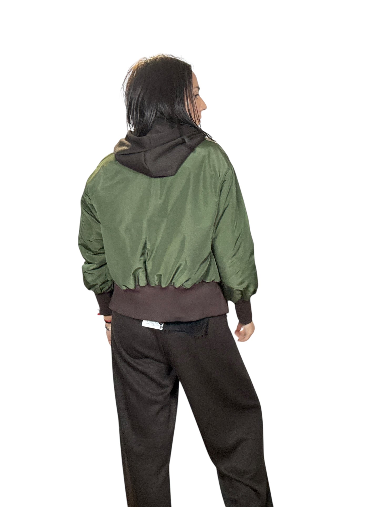 BOMBER VERDE CON INSERTO IN PIEDE POULE SUSY MIX