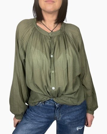 CAMICIA IN MUSSOLA TINTA UNITA SUSY MIX - XE BLU ABBIGLIAMENTO