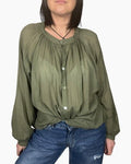 CAMICIA IN MUSSOLA TINTA UNITA SUSY MIX - XE BLU ABBIGLIAMENTO