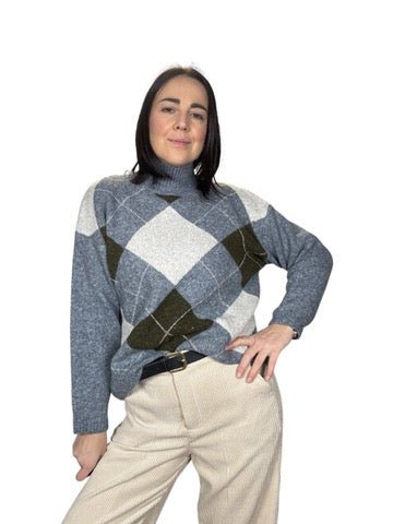 MAGLIA MORBIDOSA A ROMBI (REGULAR) SUSY MIX - XE BLU ABBIGLIAMENTO