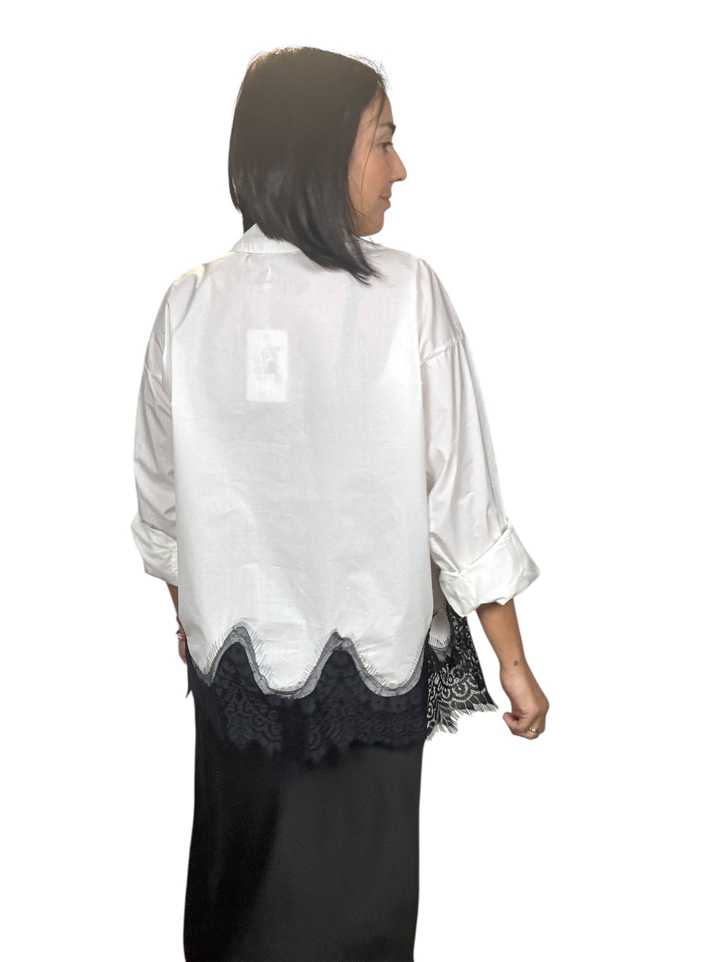 CAMICIA IN COTONE CON INSERTO IN PIZZO MOTEL