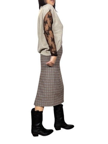 GONNA A TUBINO PIEDE POULE VICOLO - XE BLU ABBIGLIAMENTO