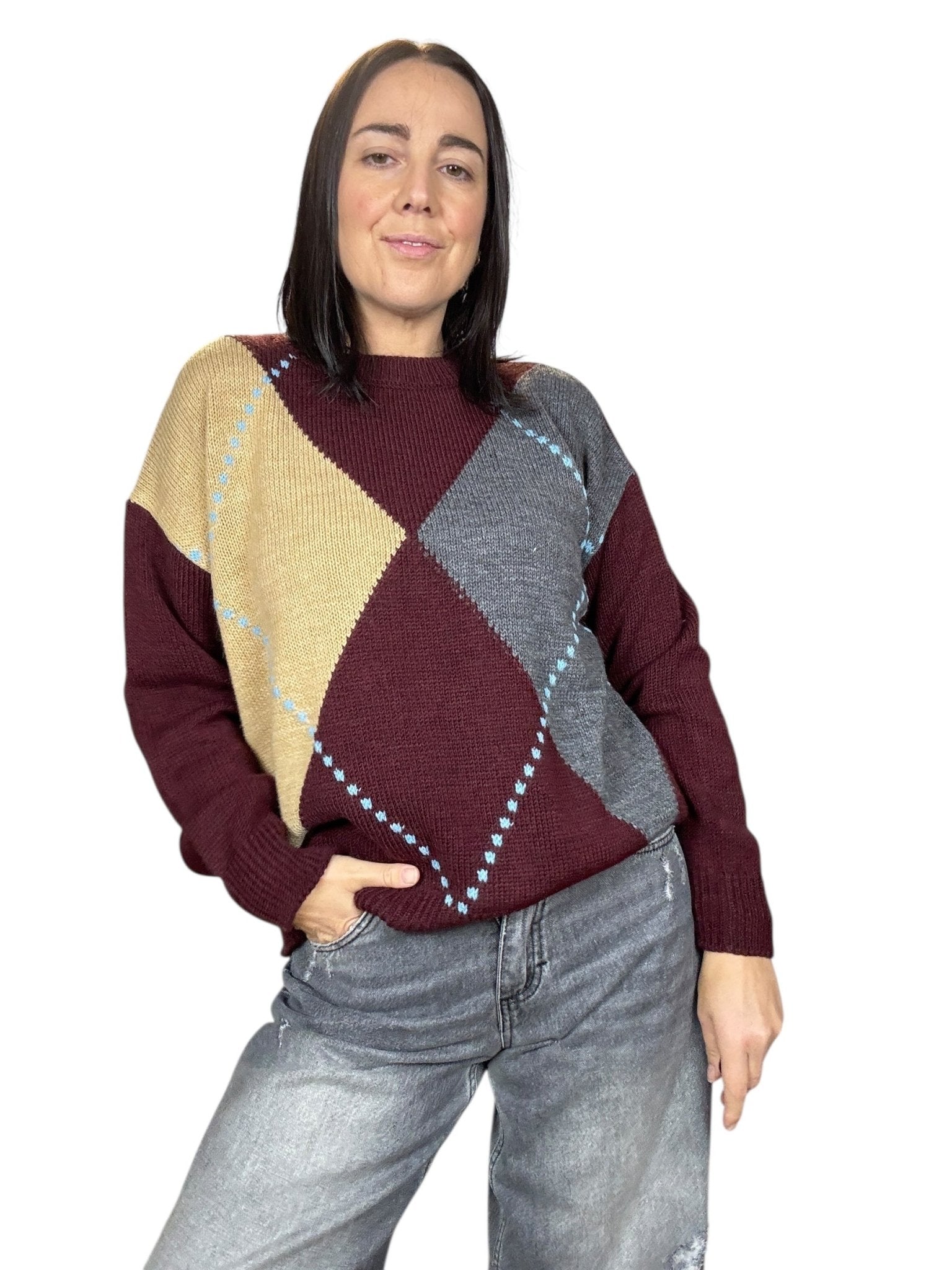 MAGLIA A ROMBI MOTEL - XE BLU ABBIGLIAMENTO