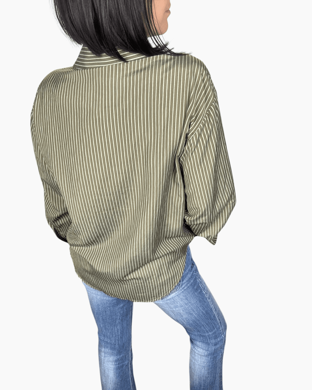 CAMICIA OVER A RIGHE SUSY MIX - XE BLU ABBIGLIAMENTO