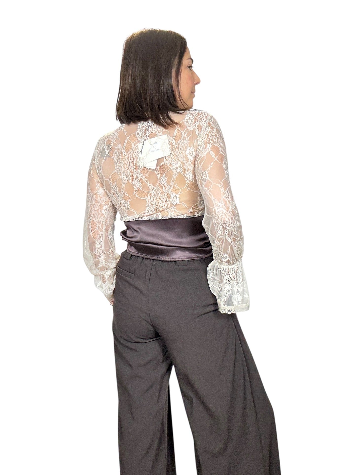 BLUSA CON MANICA IN PIZZO DIXIE