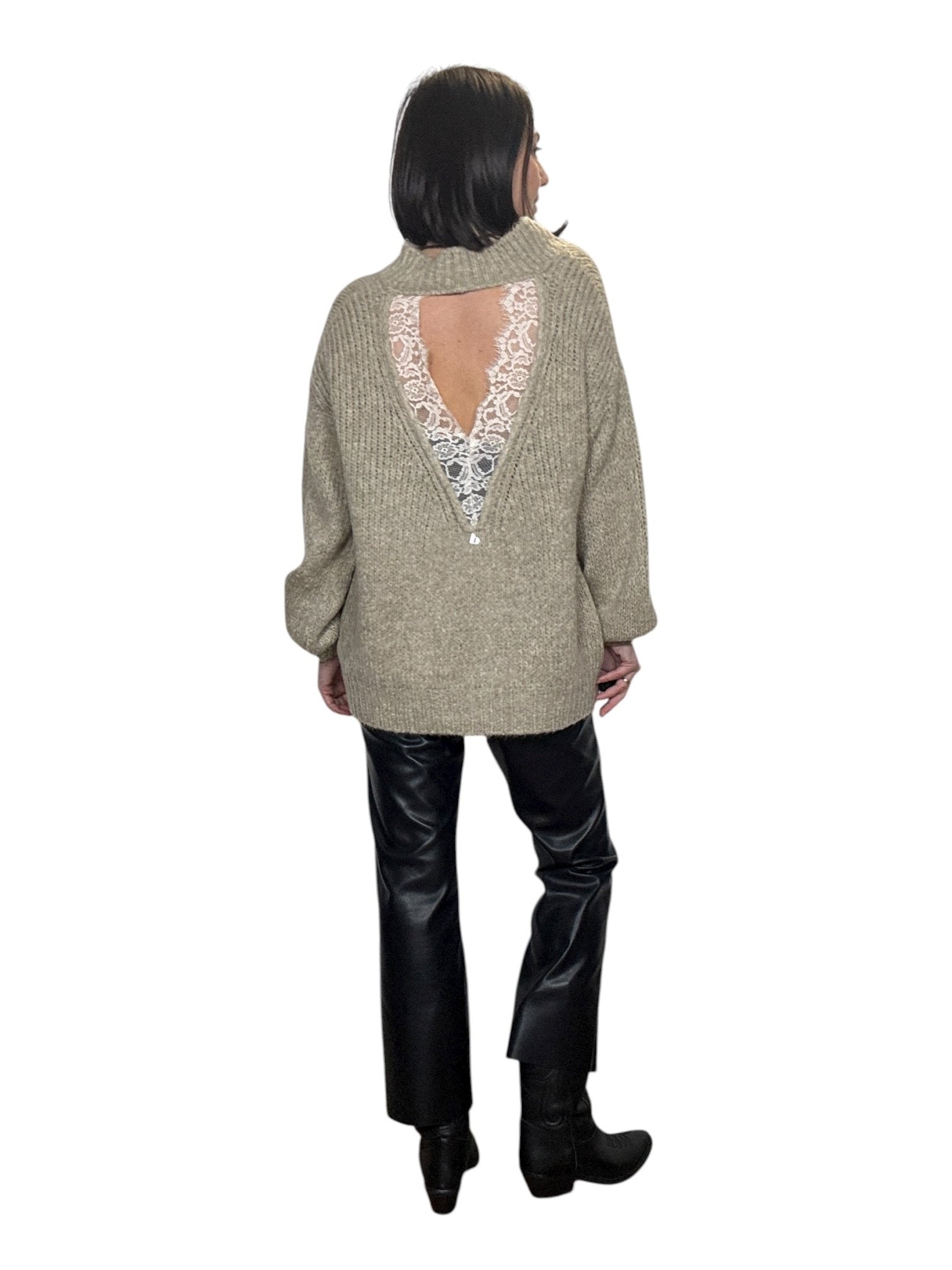 MAXI MAGLIA CON INSERTO IN PIZZO DIXIE - XE BLU ABBIGLIAMENTO