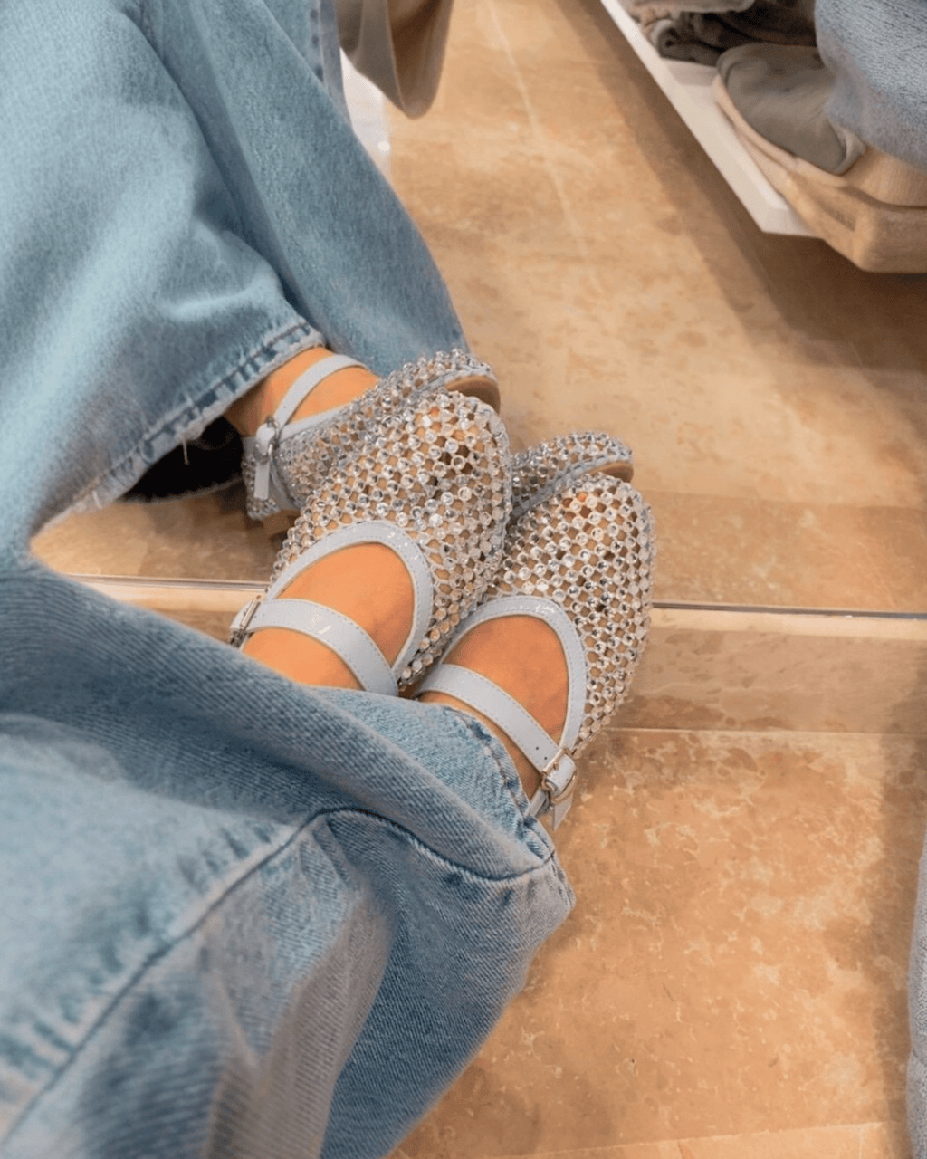 BALLERINA TRAFORATA CON STRASS SUSY MIX - XE BLU ABBIGLIAMENTO