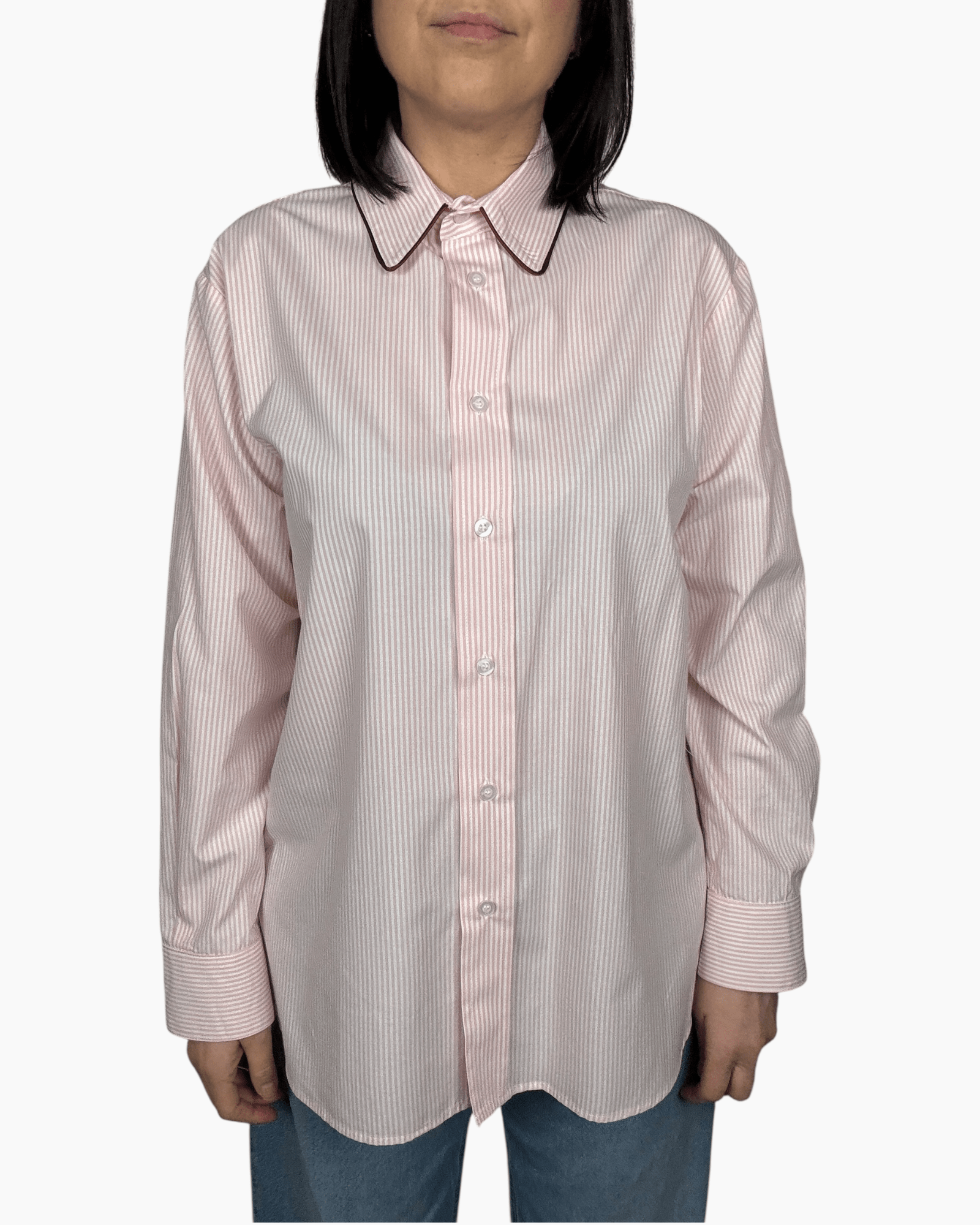 CAMICIA A RIGHE CON PROFILO TENSIONE IN - XE BLU ABBIGLIAMENTO