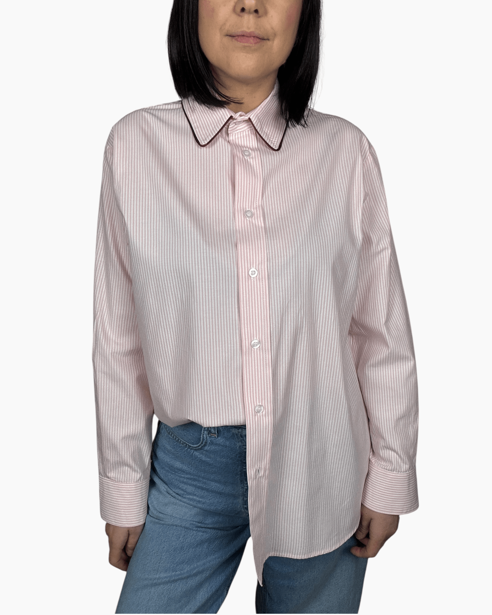 CAMICIA A RIGHE CON PROFILO TENSIONE IN - XE BLU ABBIGLIAMENTO