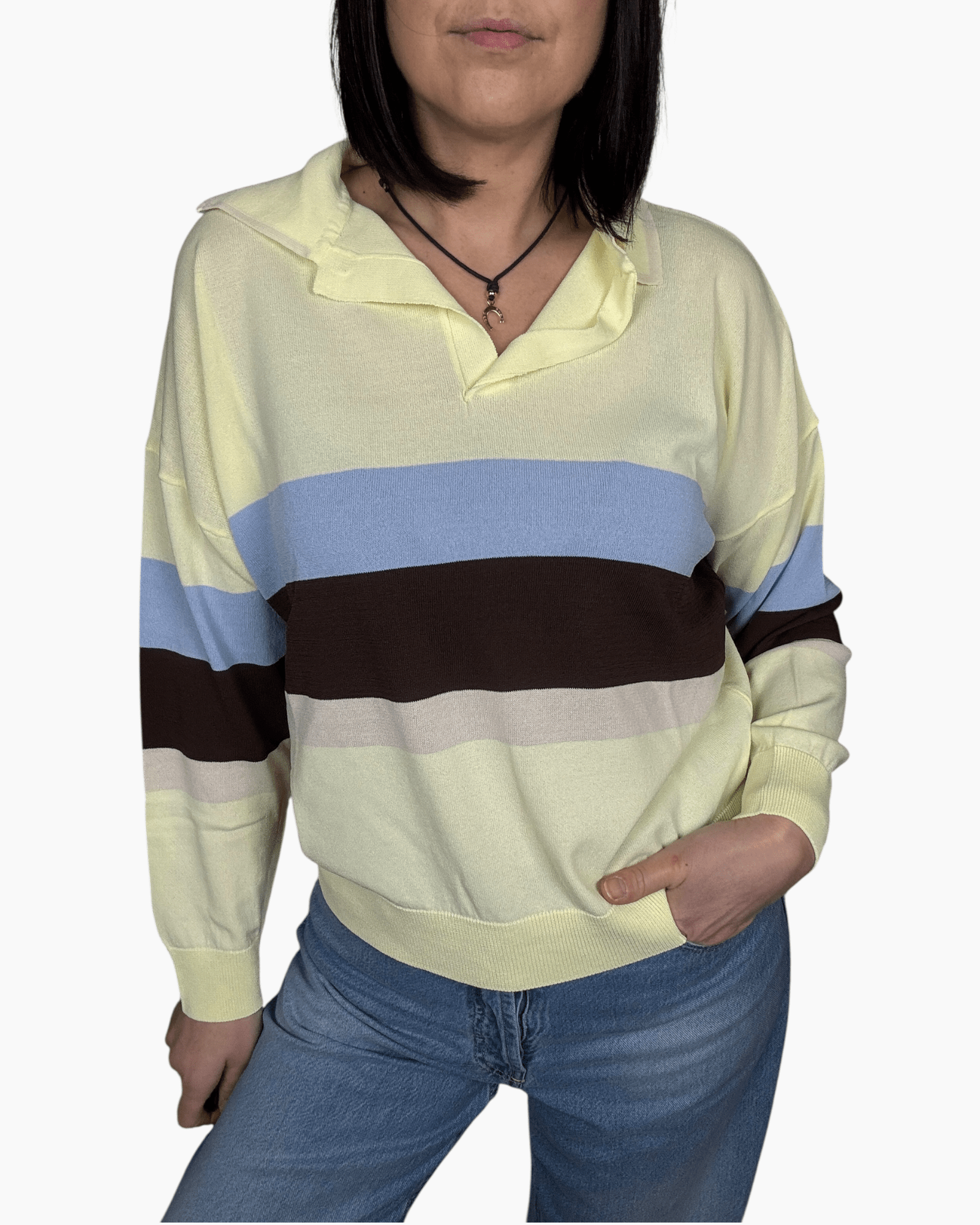 POLO A RIGHE IN VISCOSA VICOLO - XE BLU ABBIGLIAMENTO