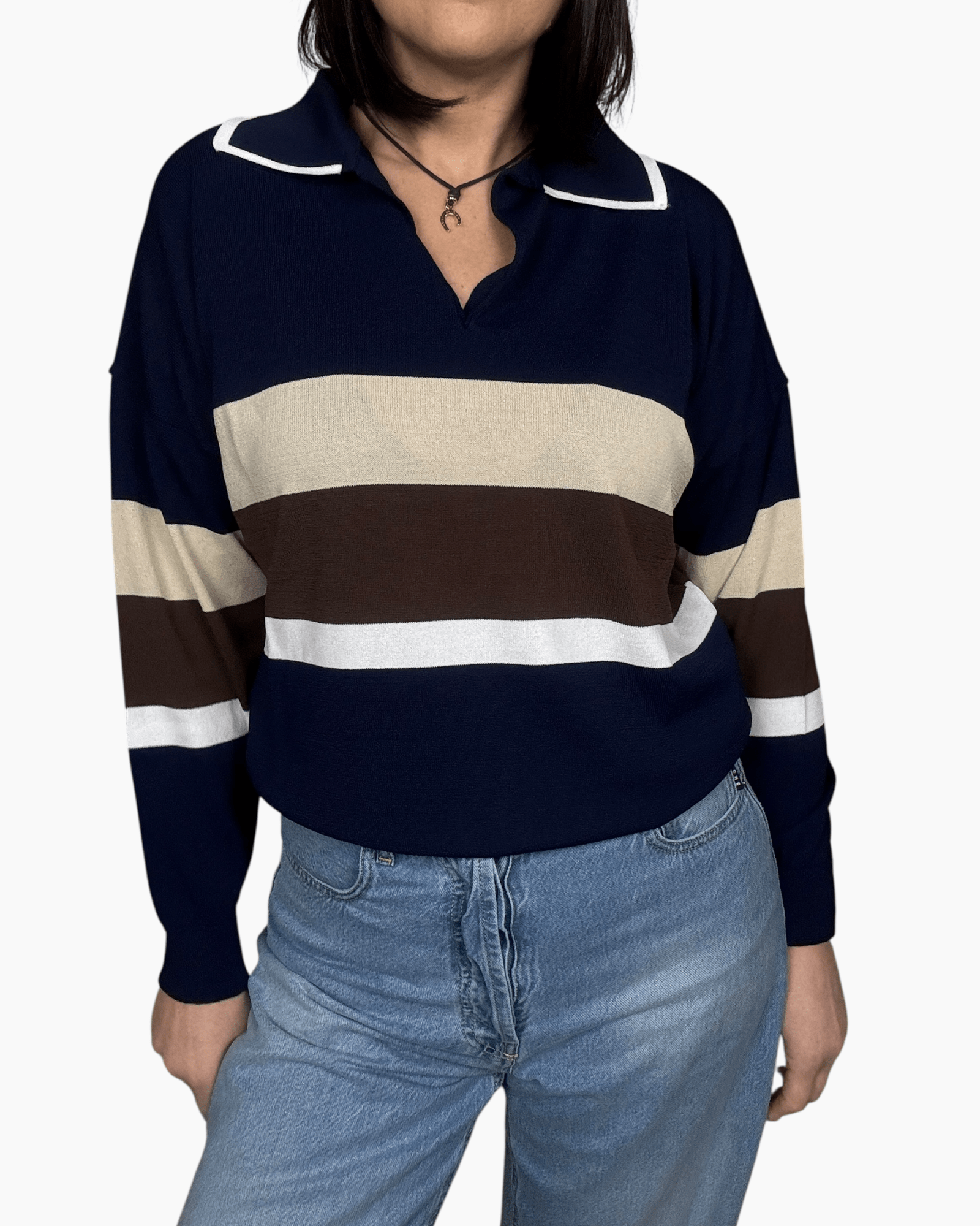 POLO A RIGHE IN VISCOSA VICOLO - XE BLU ABBIGLIAMENTO