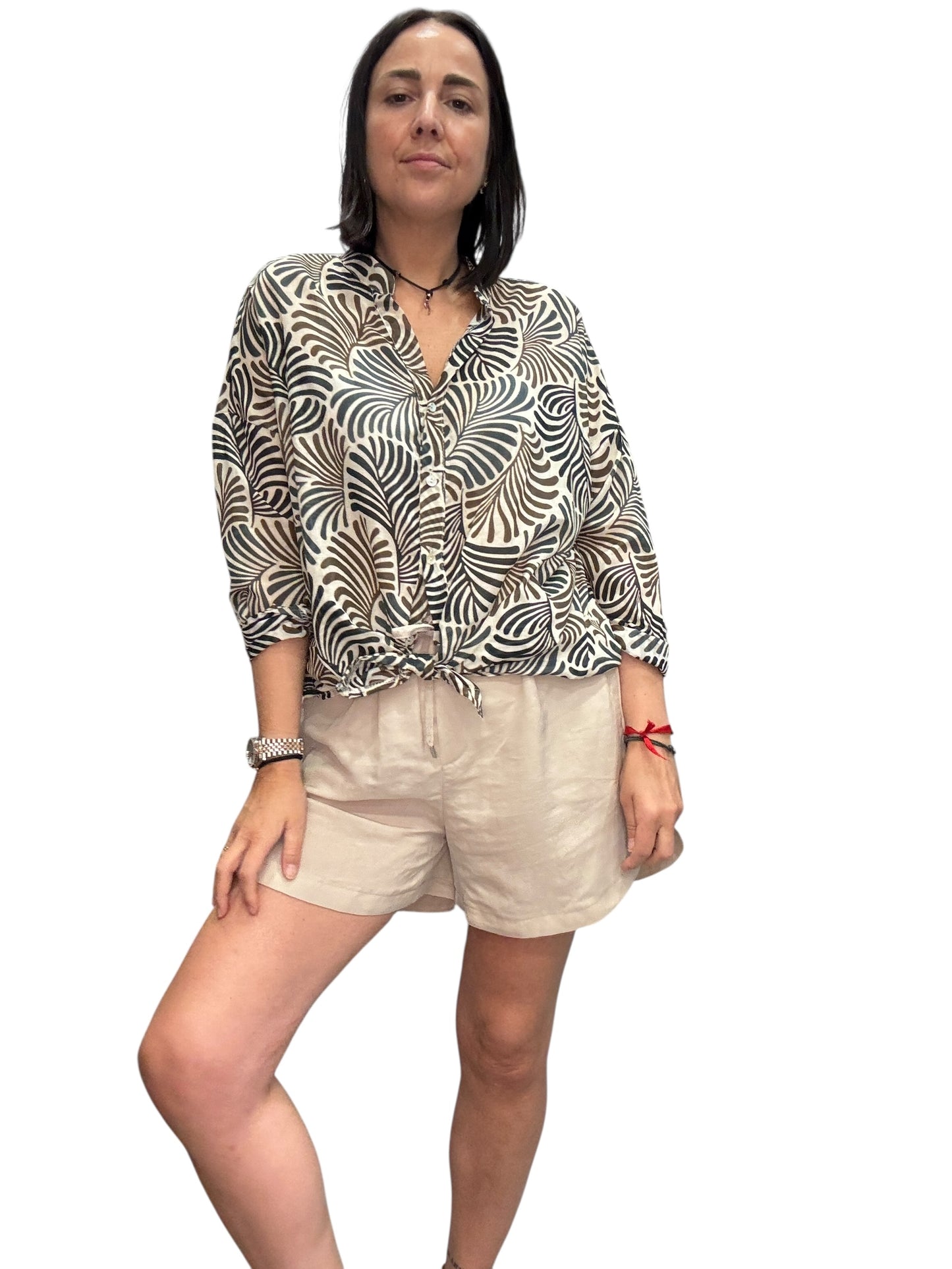 CAMICIA COLLO COREANA STAMPA ETNICA SUSY MIX