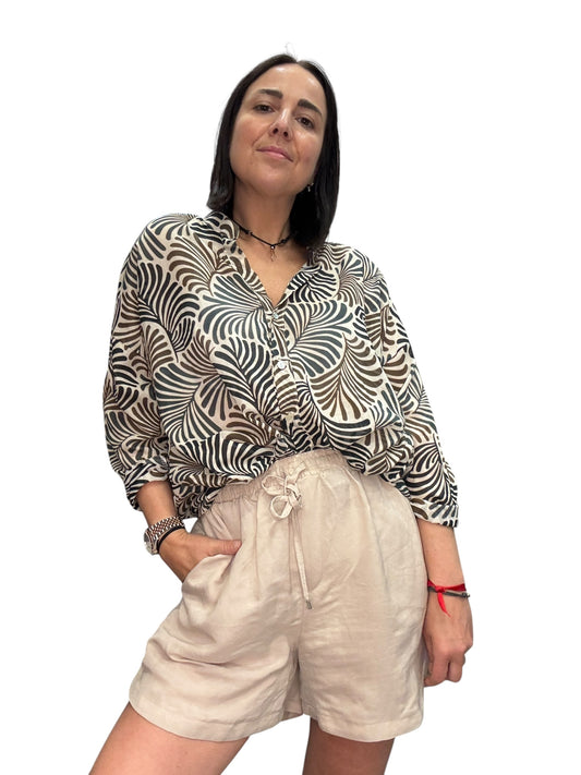 CAMICIA COLLO COREANA STAMPA ETNICA SUSY MIX