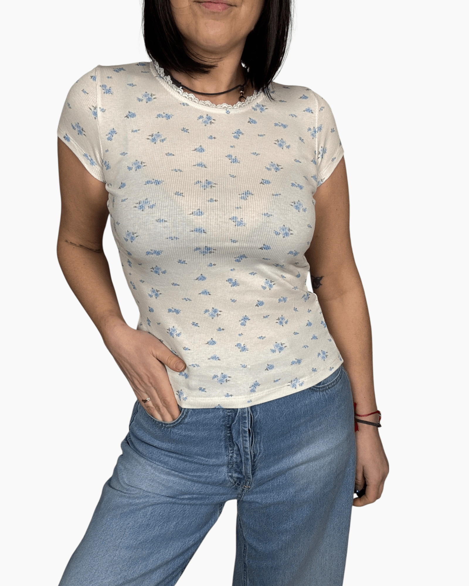 MAGLIETTA A FIORI VICOLO - XE BLU ABBIGLIAMENTO