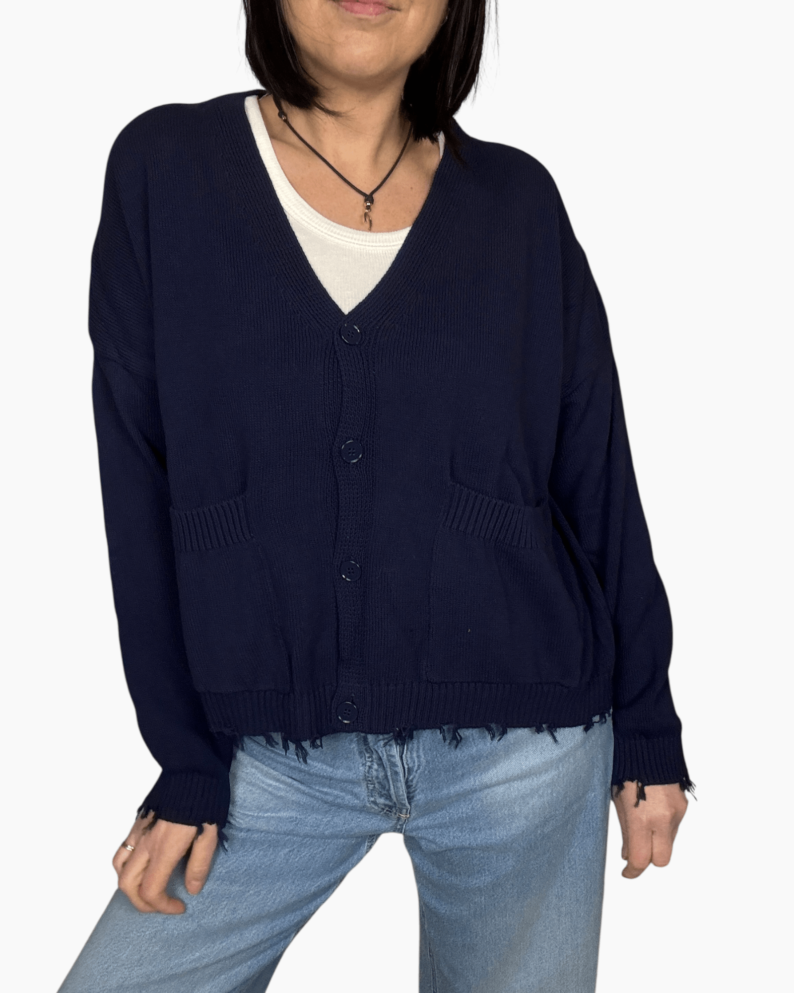 CARDIGAN ROTTURE VICOLO - XE BLU ABBIGLIAMENTO