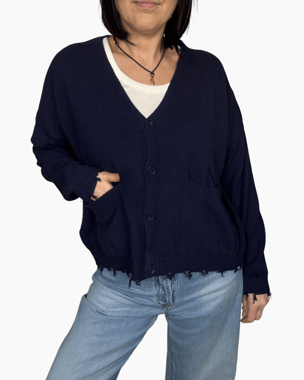 CARDIGAN ROTTURE VICOLO - XE BLU ABBIGLIAMENTO