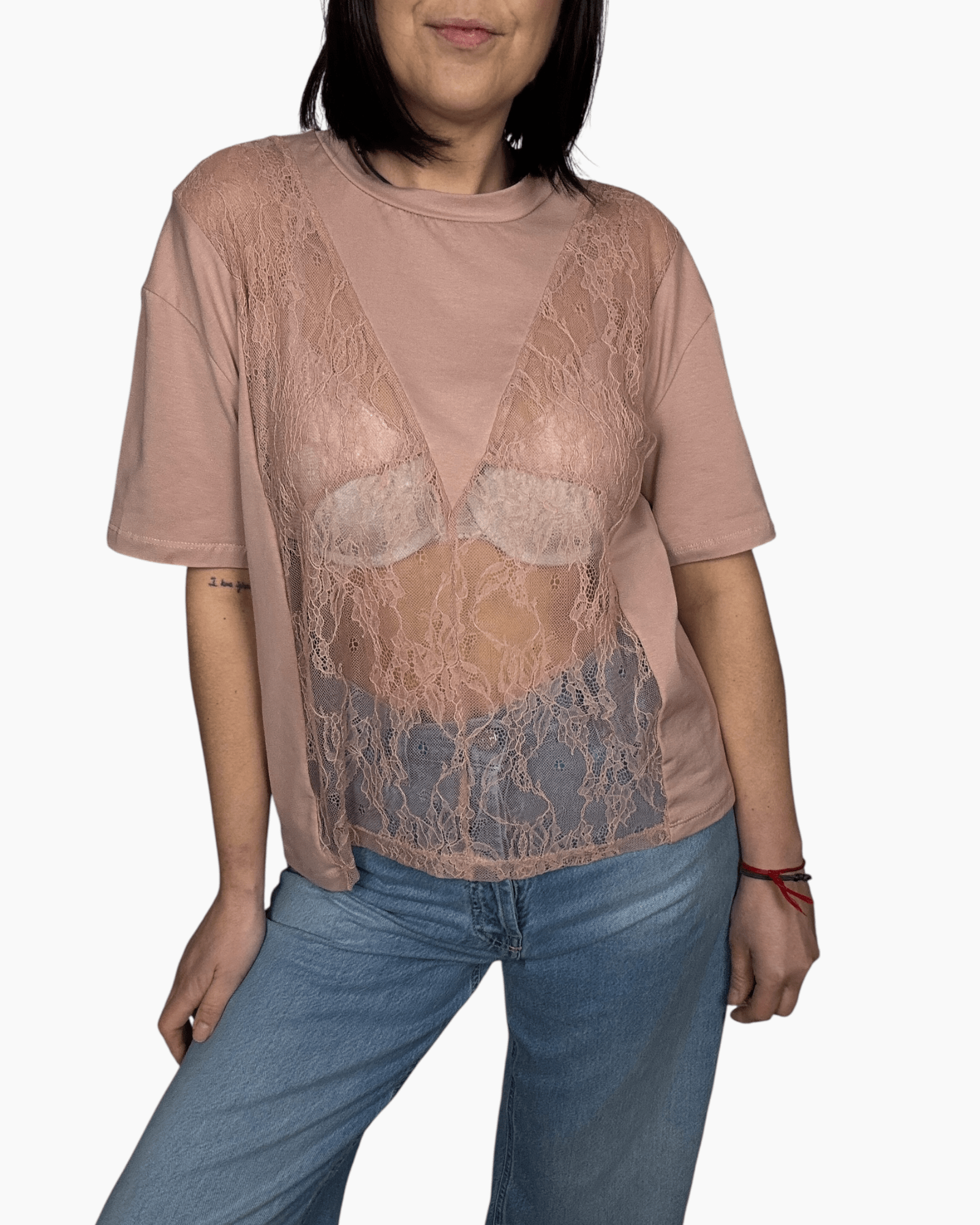 MAGLIETTA CON INSERTO IN PIZZO HAVEONE - XE BLU ABBIGLIAMENTO