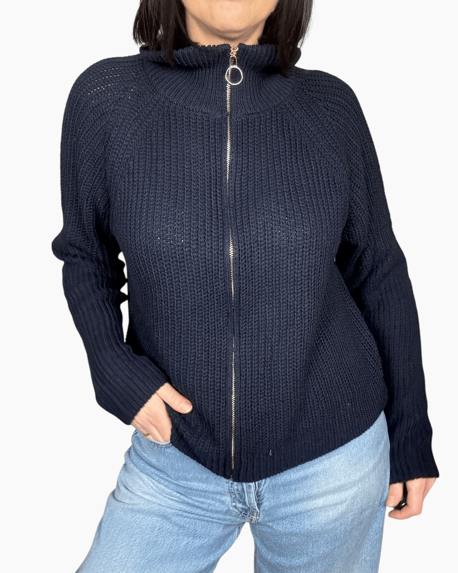 CARDIGAN ZIP HAVEONE - XE BLU ABBIGLIAMENTO