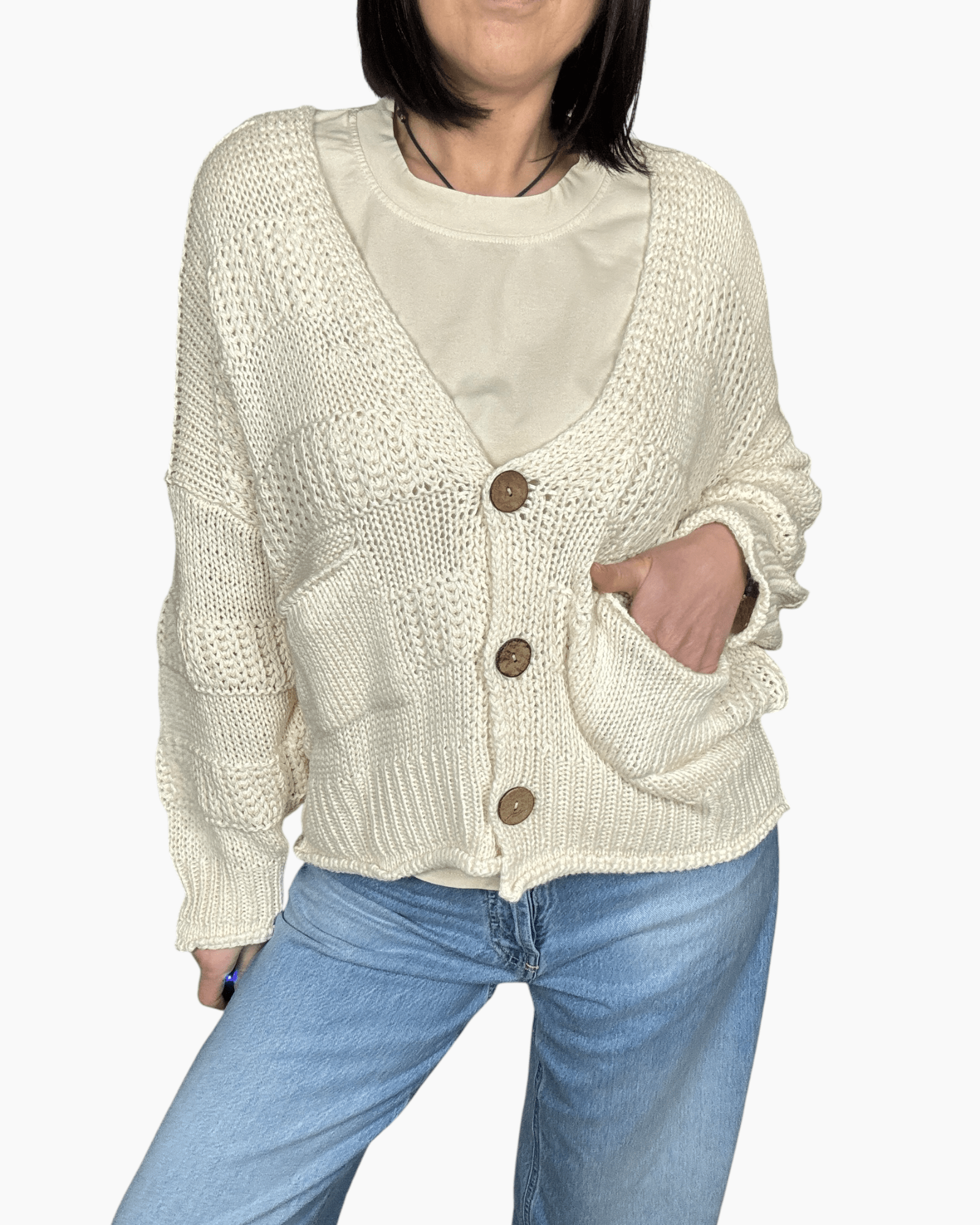 CARDIGAN LAVORATO HAVEONE - XE BLU ABBIGLIAMENTO