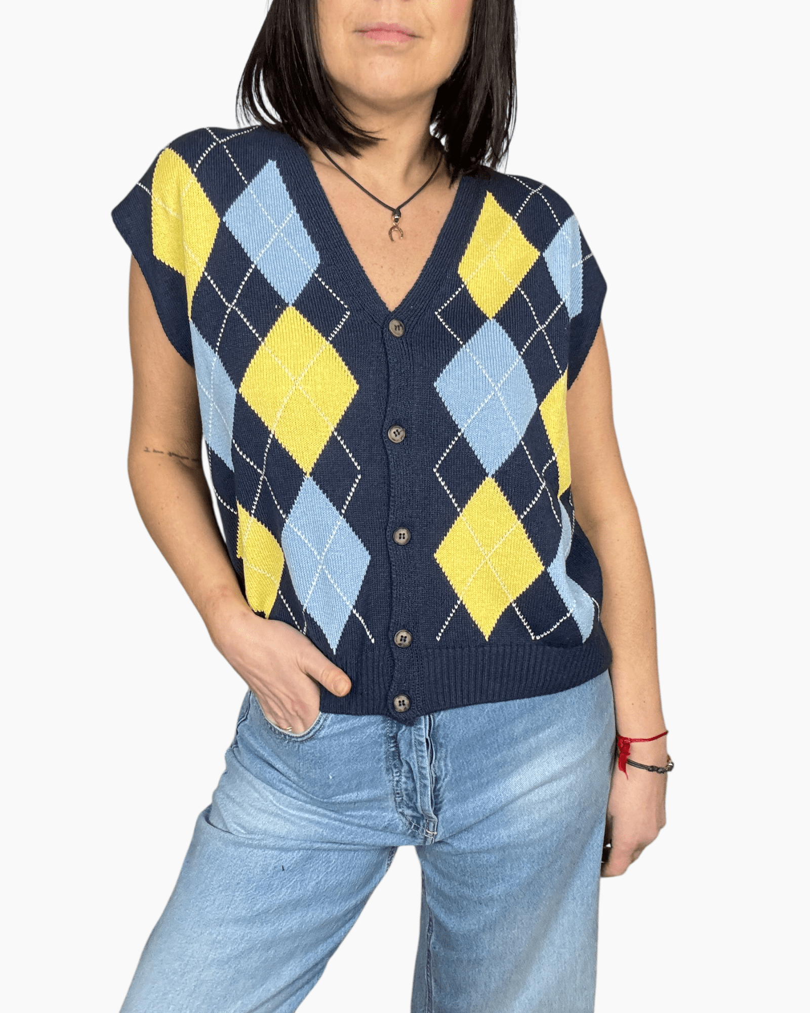 GILET A ROMBI TENSIONE IN - XE BLU ABBIGLIAMENTO