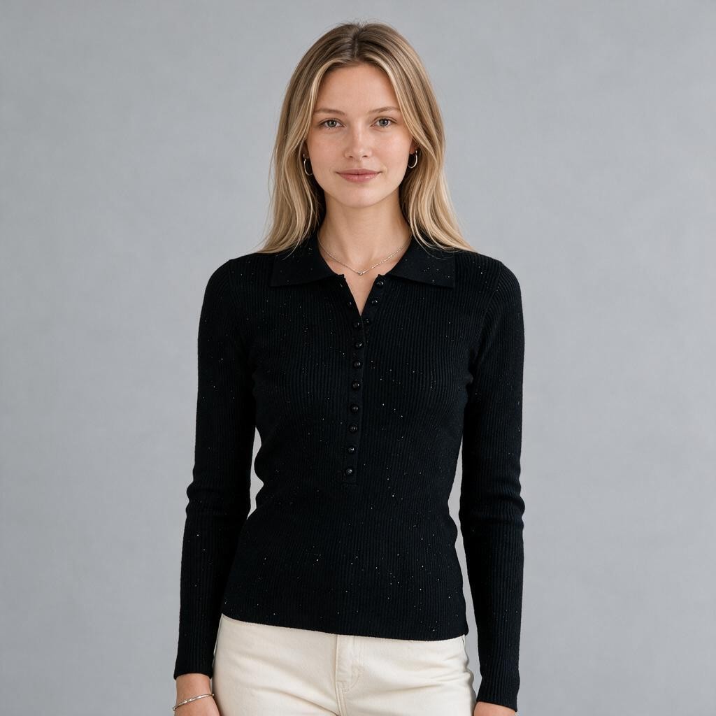 POLO CON BOTTONCINI E MICROPAILLETTES SUSY MIX