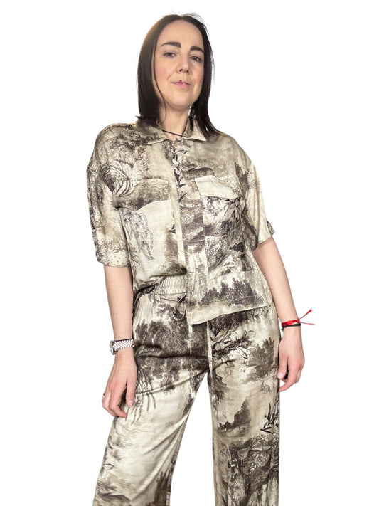 CAMICIA CROPPED STAMPA ASTRATTA VICOLO