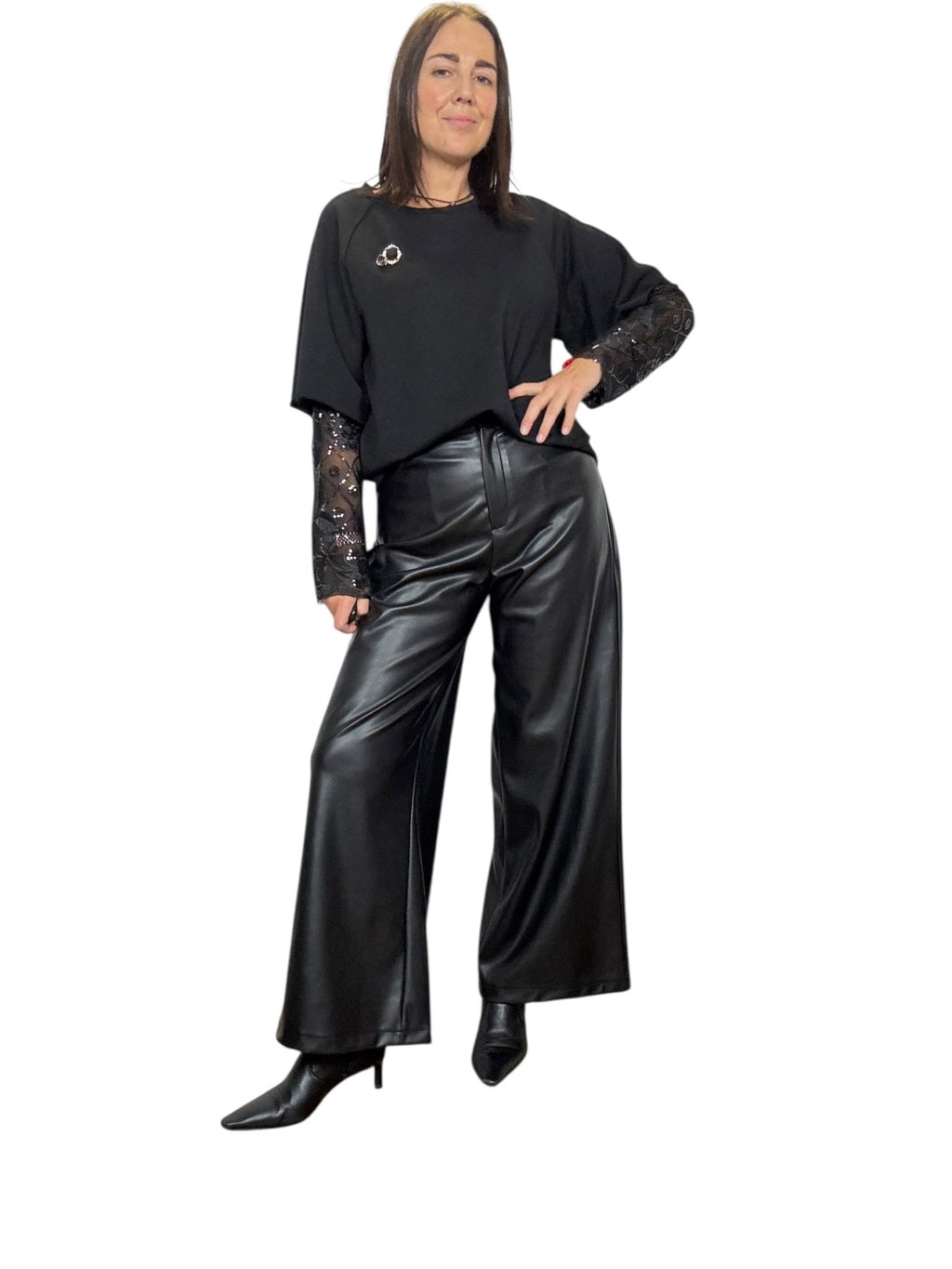 FELPA INSERTO MANICA PIZZO SUSY MIX - XE BLU ABBIGLIAMENTO