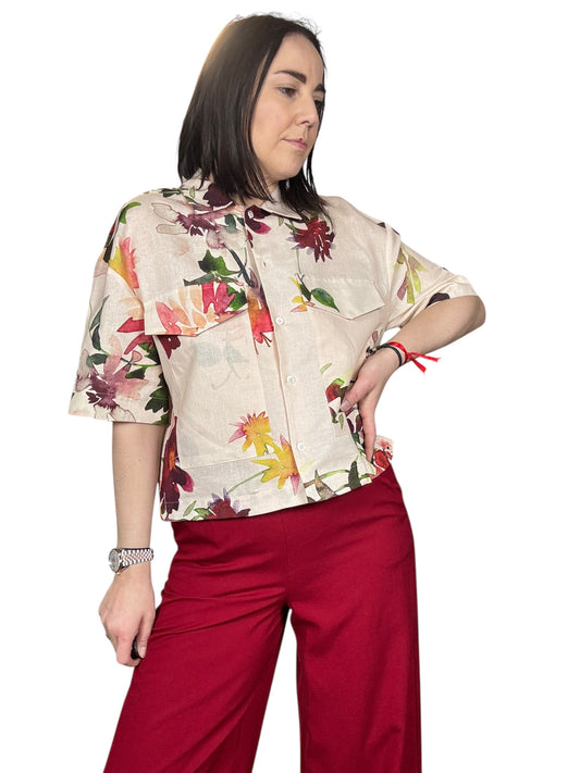 CAMICIA A FIORI MISTO LINO VICOLO