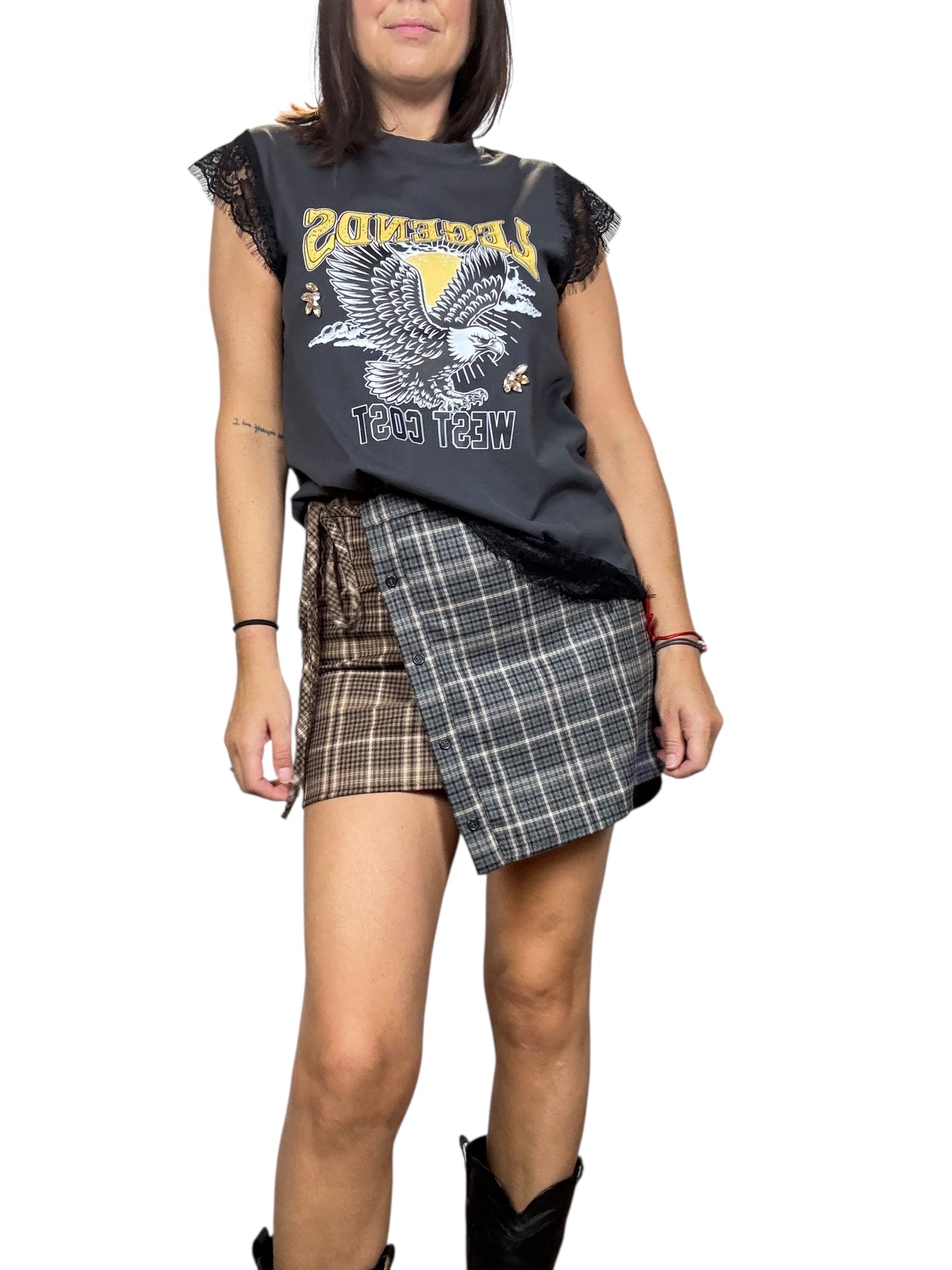 T-SHIRT SMANICATA STAMPA ROCK DIXIE