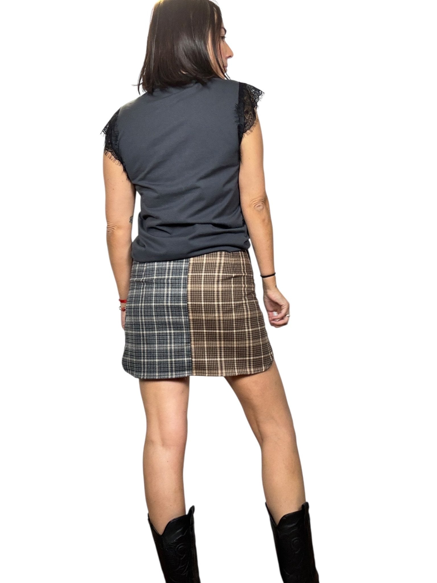 MINIGONNA CHECK DOPPIO COLORE DIXIE - XE BLU ABBIGLIAMENTO