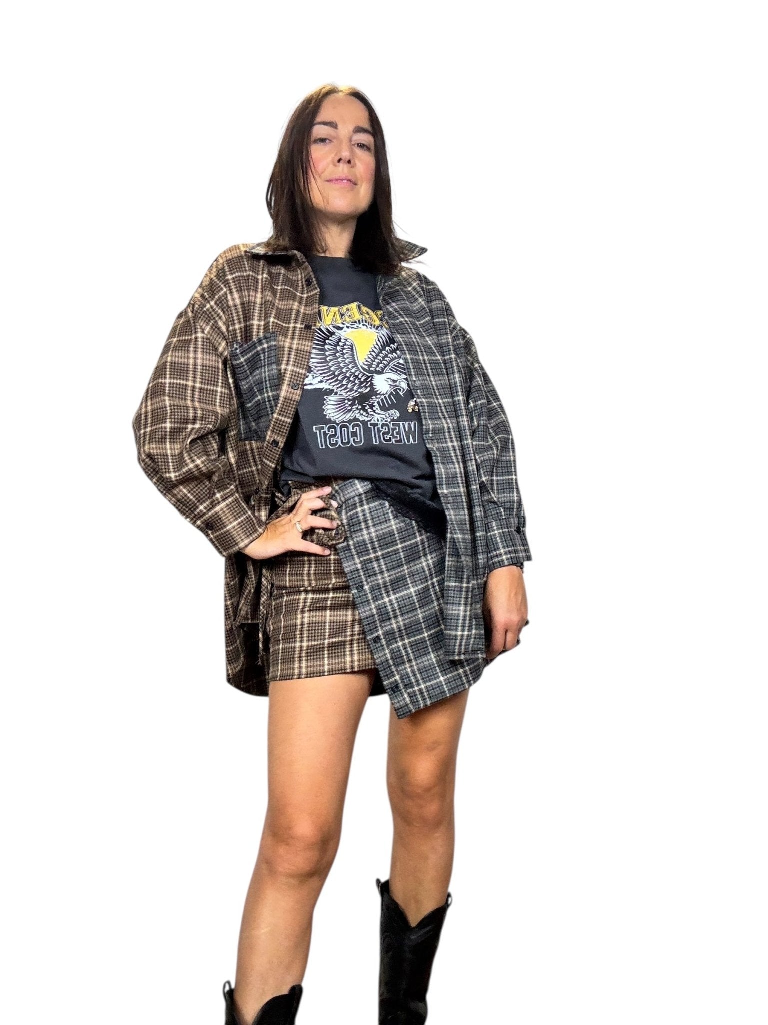 CAMICIA CHECK DOPPIO COLORE DIXIE - XE BLU ABBIGLIAMENTO