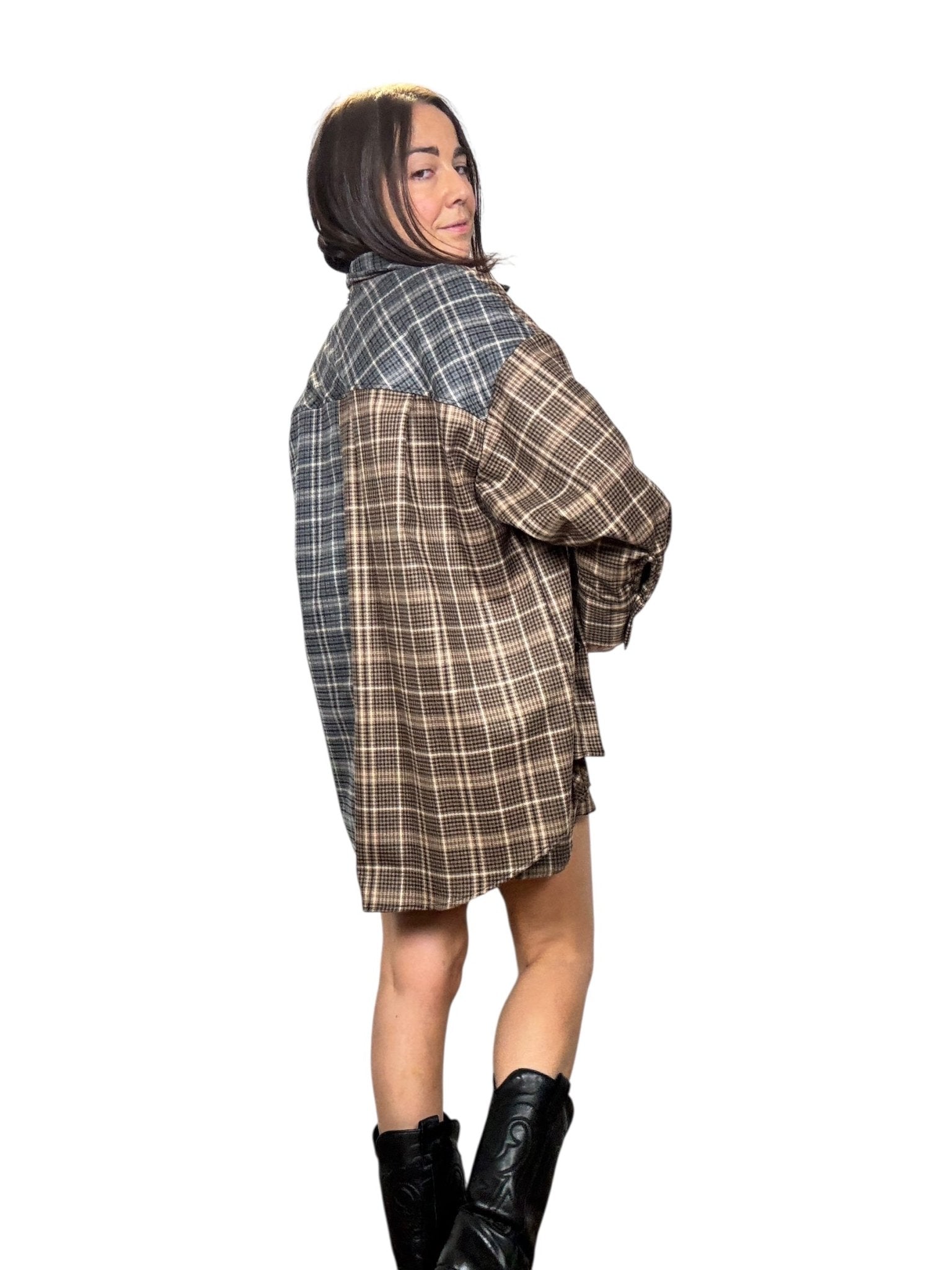 CAMICIA CHECK DOPPIO COLORE DIXIE - XE BLU ABBIGLIAMENTO