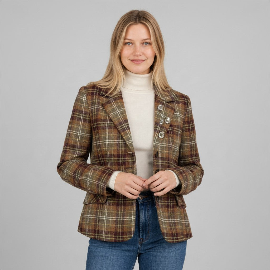 GIACCA CHECK CON SPILLE TENSIONE IN