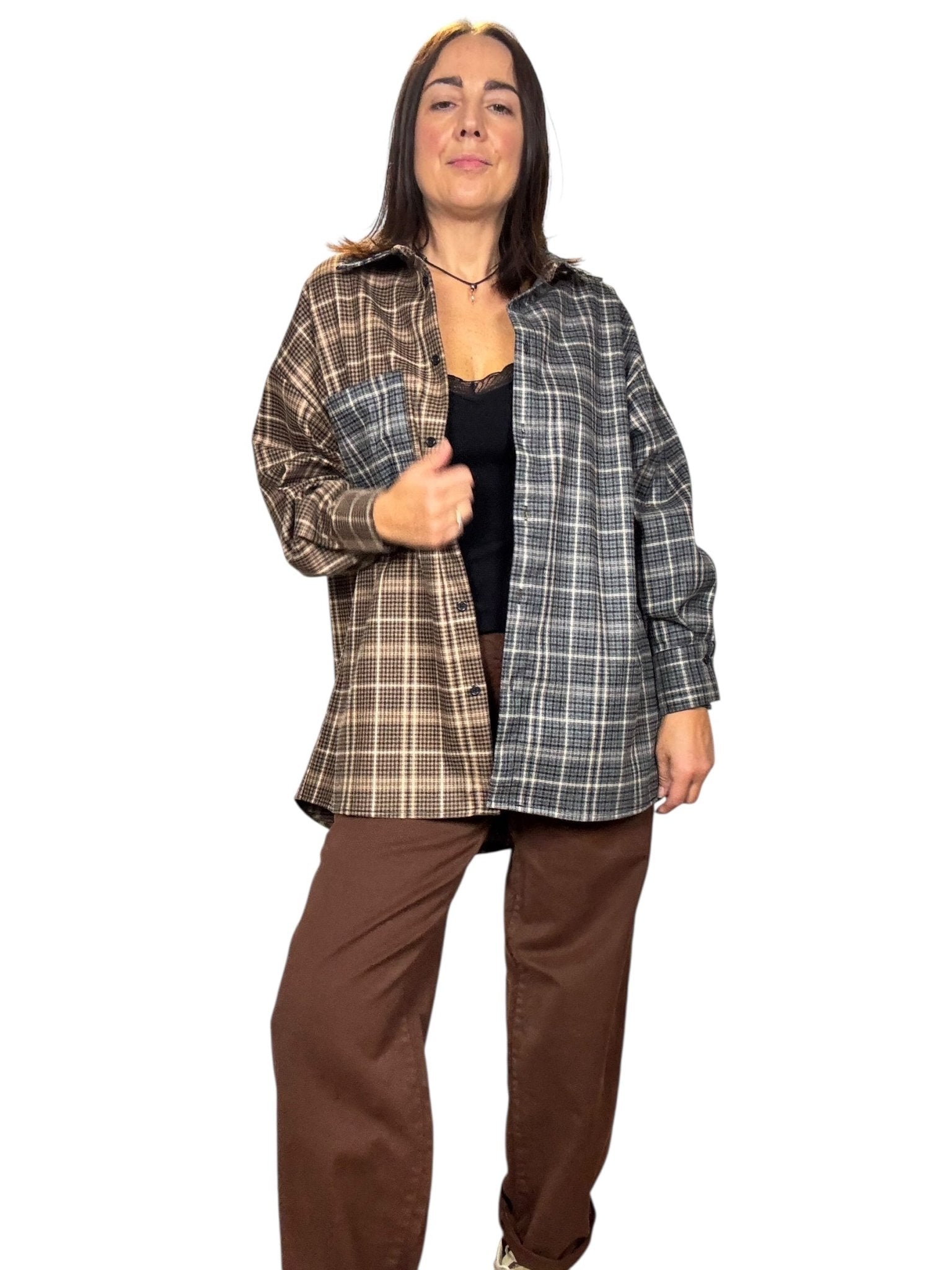 CAMICIA CHECK DOPPIO COLORE DIXIE - XE BLU ABBIGLIAMENTO