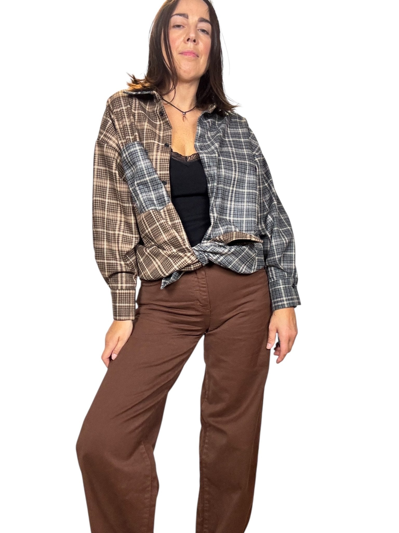 CAMICIA CHECK DOPPIO COLORE DIXIE - XE BLU ABBIGLIAMENTO