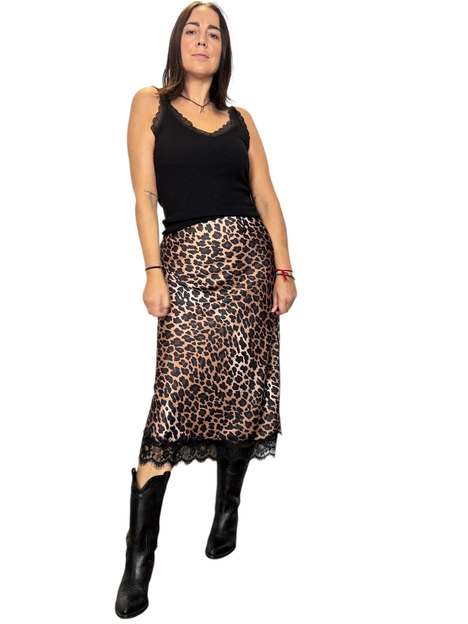 GONNA MACULATA CON PIZZO VICOLO - XE BLU ABBIGLIAMENTO