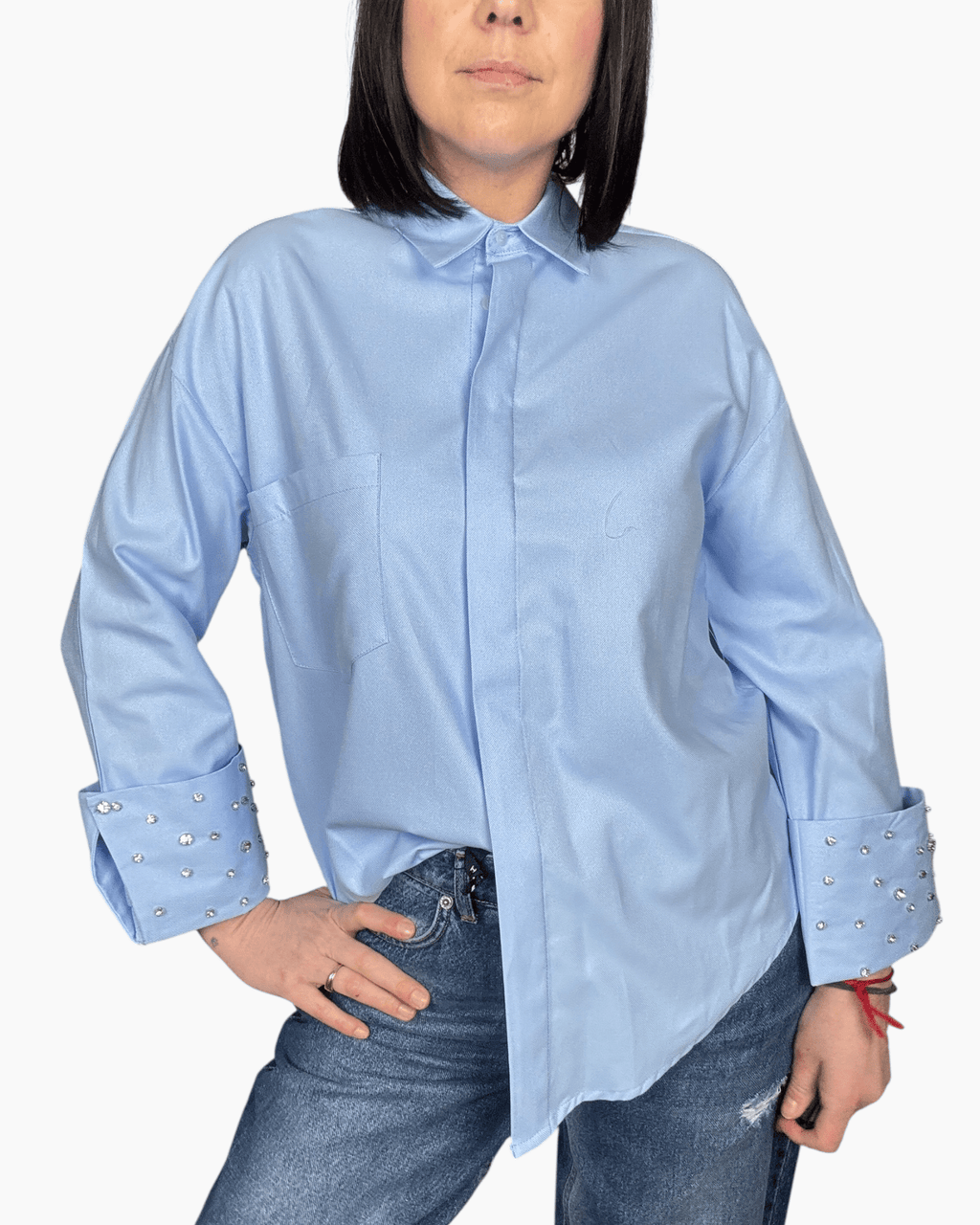 CAMICIA POLSO CON STRASS SUSY MIX - XE BLU ABBIGLIAMENTO