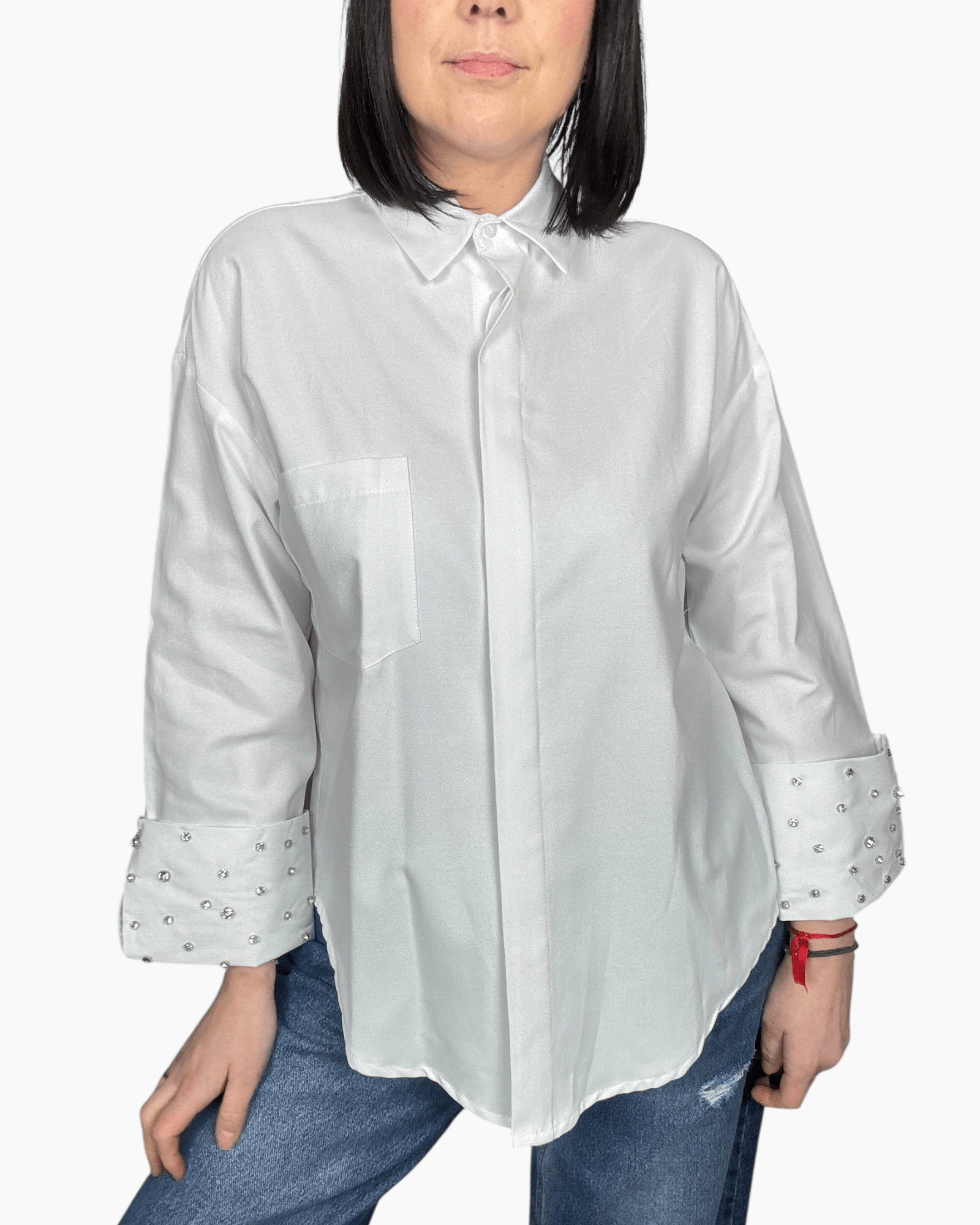 CAMICIA POLSO CON STRASS SUSY MIX - XE BLU ABBIGLIAMENTO