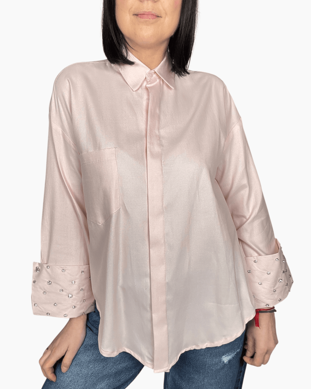 CAMICIA POLSO CON STRASS SUSY MIX - XE BLU ABBIGLIAMENTO