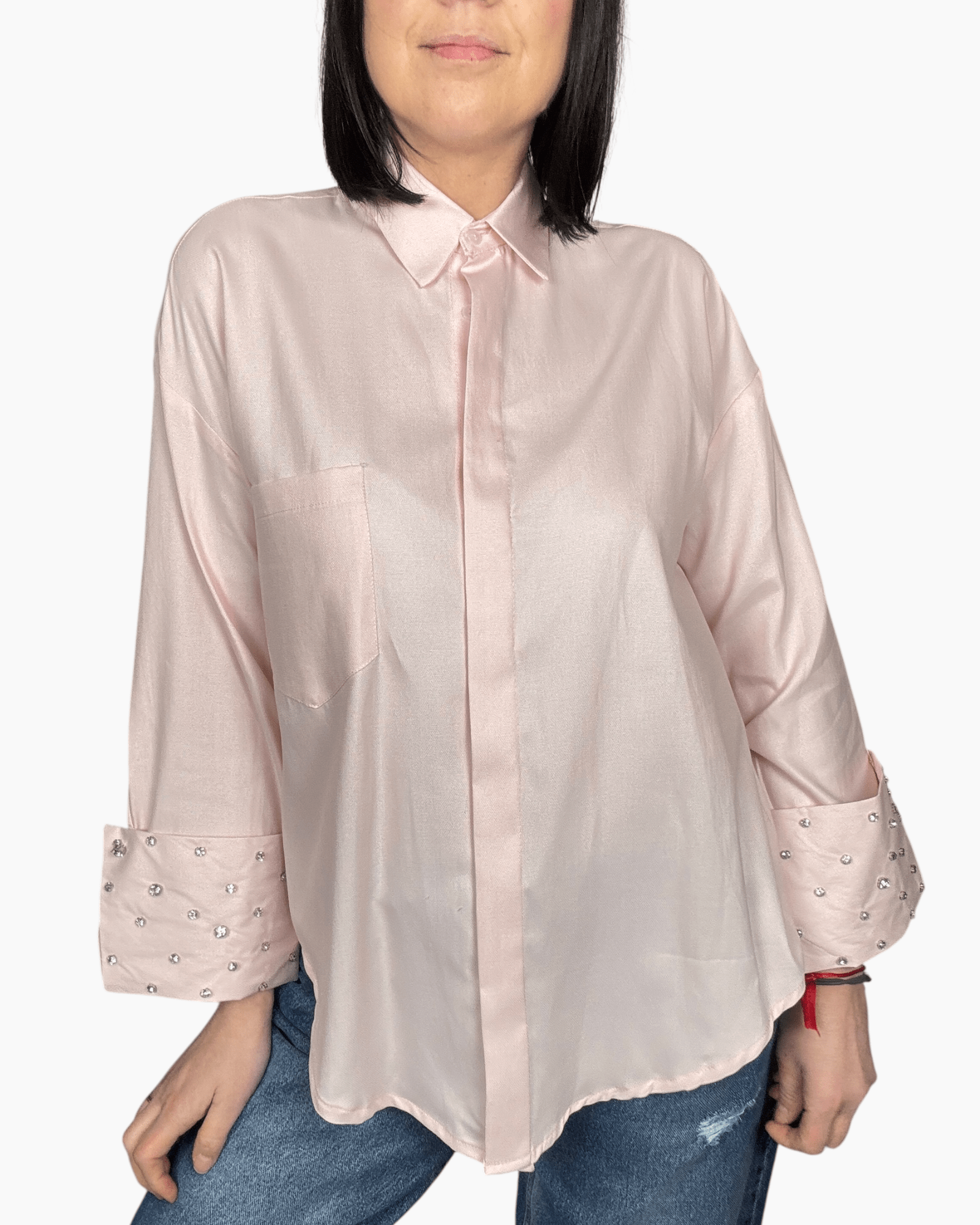 CAMICIA POLSO CON STRASS SUSY MIX - XE BLU ABBIGLIAMENTO