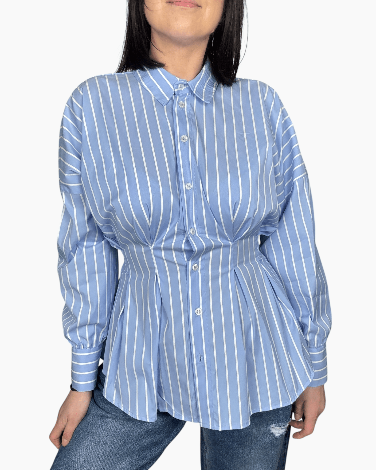 CAMICIA RIGATA CON PINCES DIXIE - XE BLU ABBIGLIAMENTO