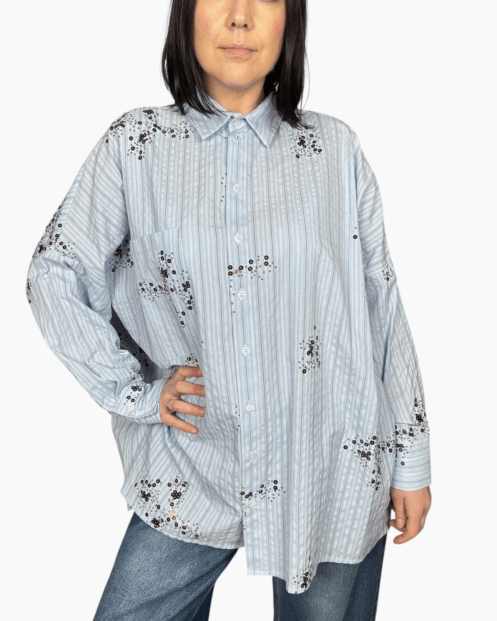 CAMICIA CON APPLICAZIONI DIXIE - XE BLU ABBIGLIAMENTO