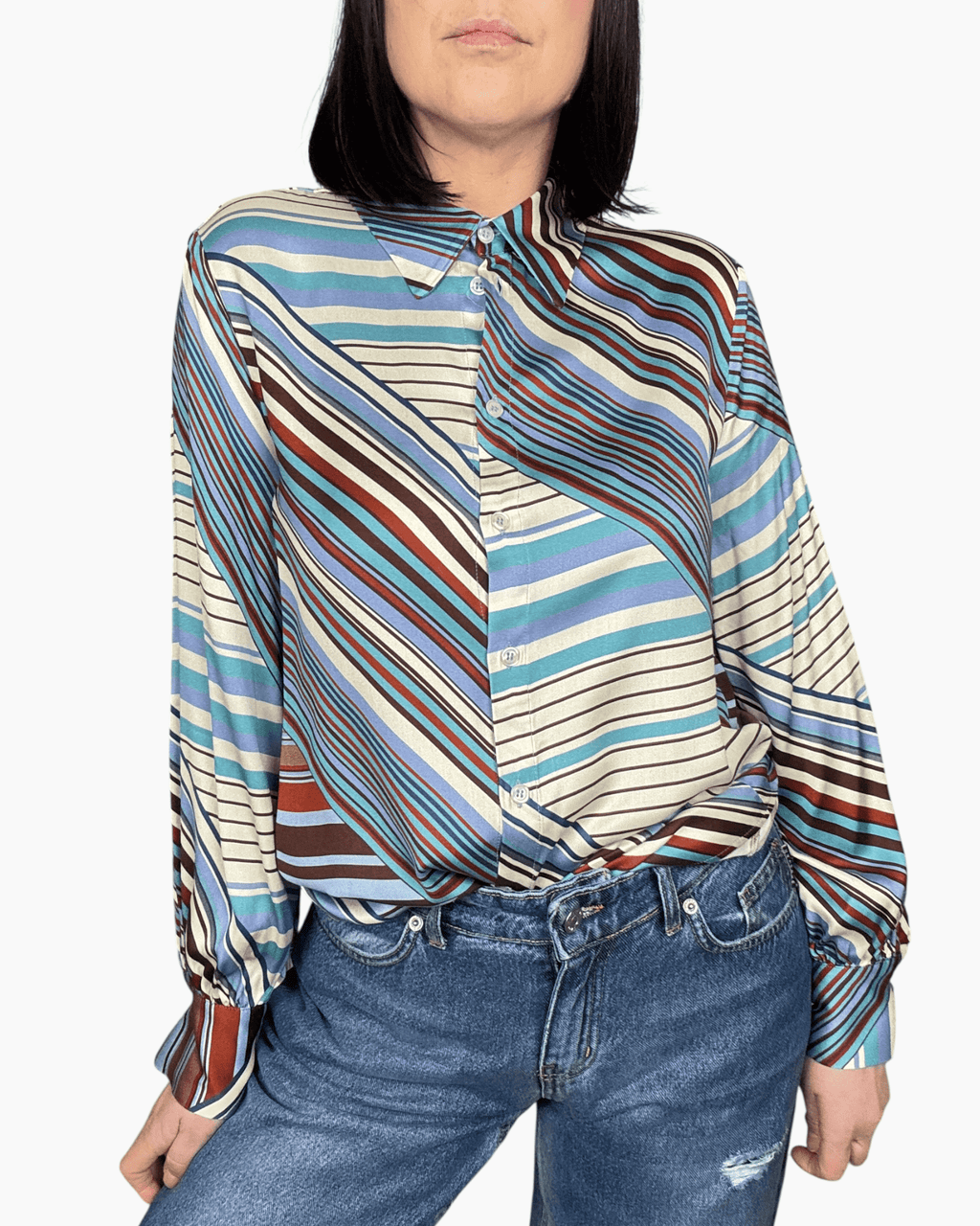 CAMICIA A RIGHE TRASVERSALI DIXIE - XE BLU ABBIGLIAMENTO