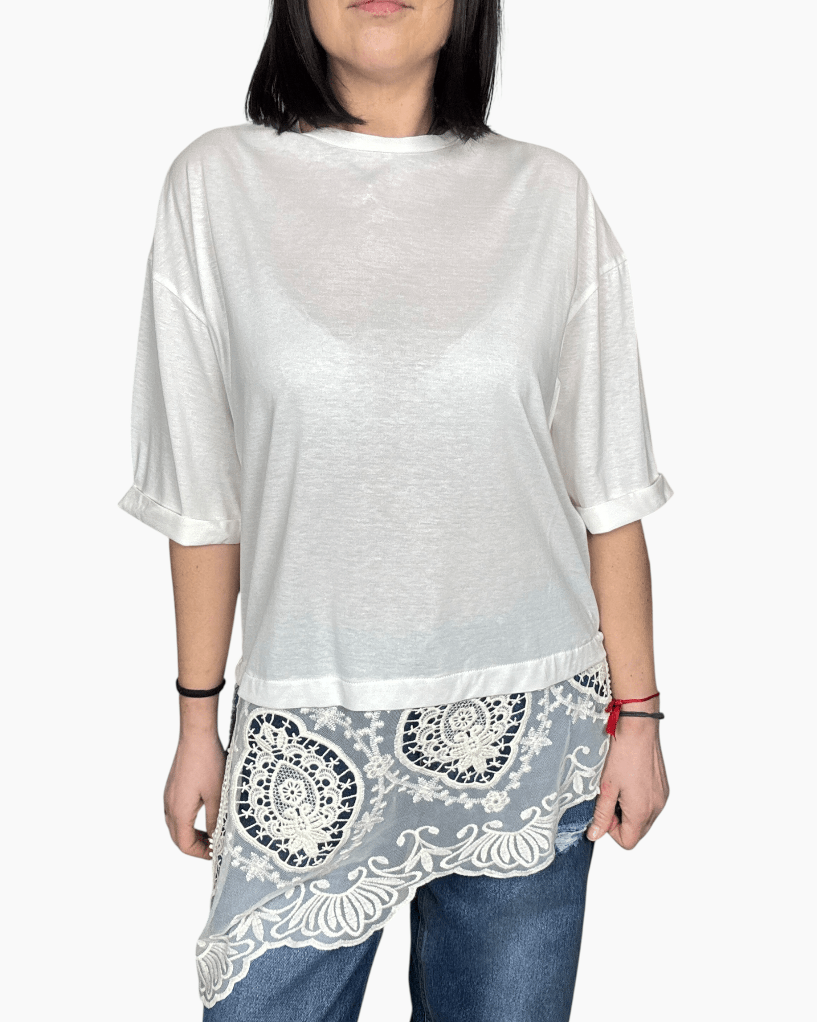 MAGLIA INSERTO IN PIZZO TENSIONE IN - XE BLU ABBIGLIAMENTO