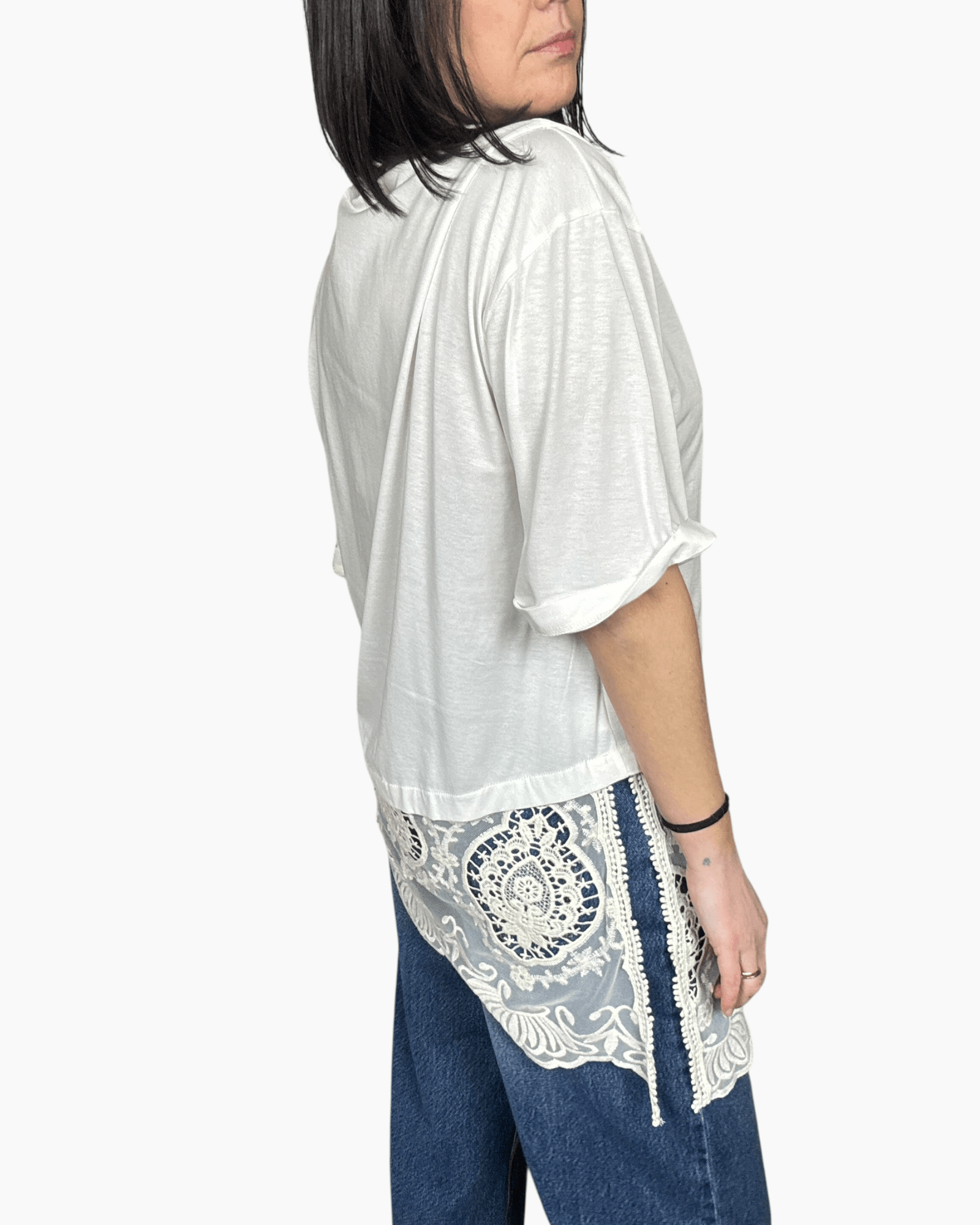 MAGLIA INSERTO IN PIZZO TENSIONE IN - XE BLU ABBIGLIAMENTO