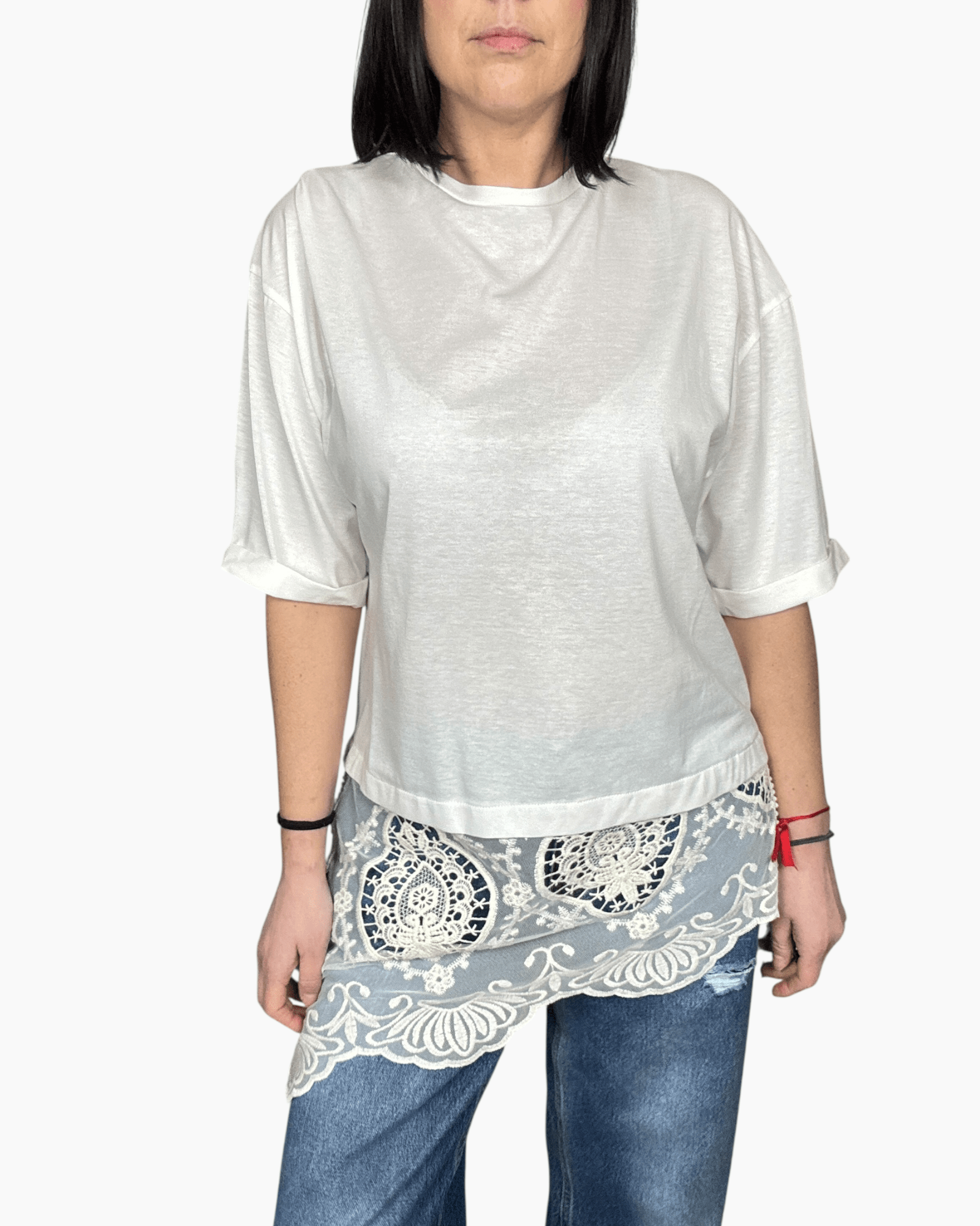 MAGLIA INSERTO IN PIZZO TENSIONE IN - XE BLU ABBIGLIAMENTO