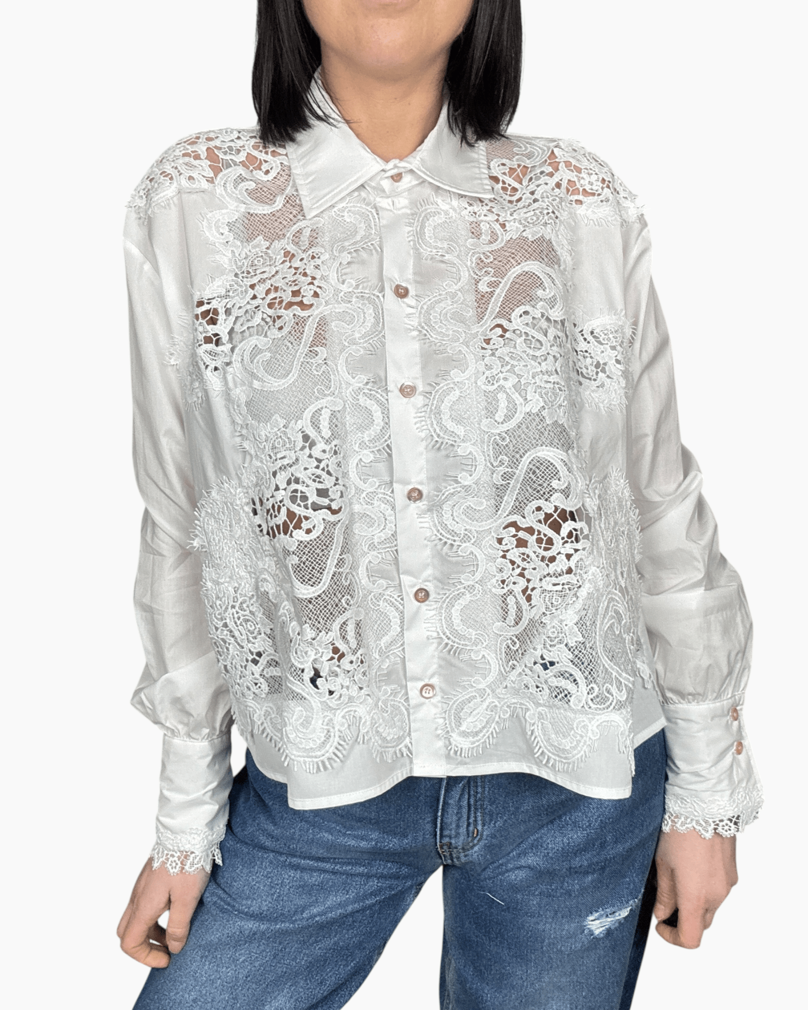 CAMICIA IN PIZZO TENSIONE IN - XE BLU ABBIGLIAMENTO