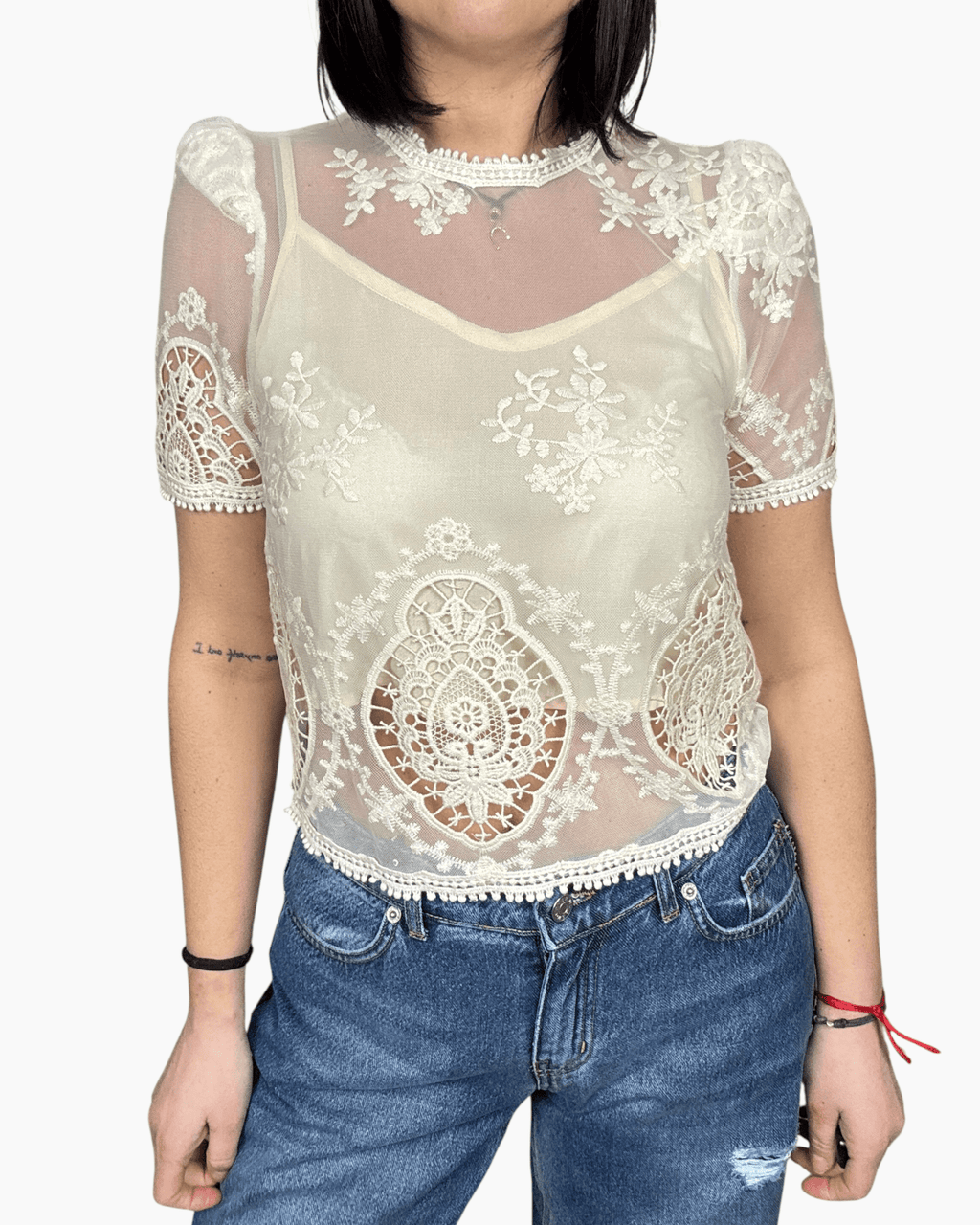 CAMICIA IN VELO CON RICAMI TENSIONE IN - XE BLU ABBIGLIAMENTO