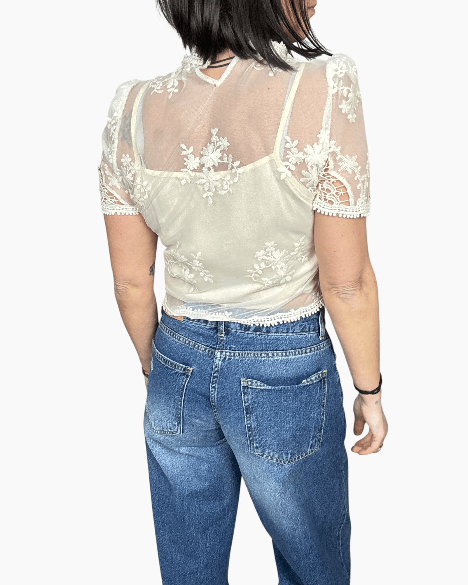 CAMICIA IN VELO CON RICAMI TENSIONE IN - XE BLU ABBIGLIAMENTO