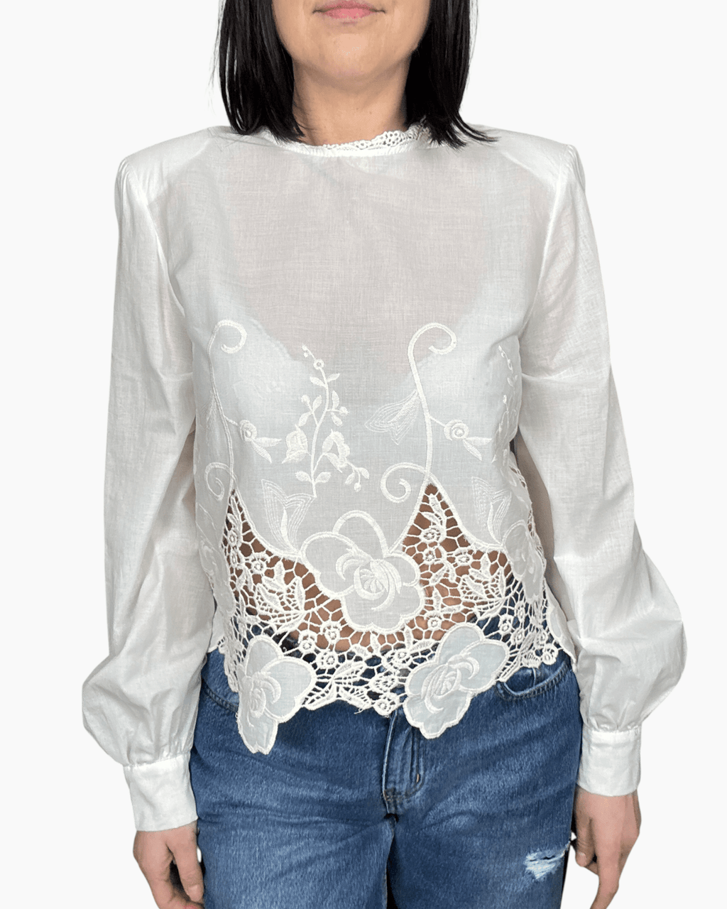 CAMICIA CON OVATTA IN PIZZO TENSIONE IN - XE BLU ABBIGLIAMENTO